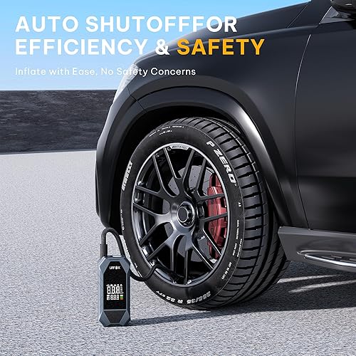 Miniatura 7 de Compresor de aire portátil para inflador de neumáticos, bomba de aire rápida de 150 psi y 12000 mAh para neumáticos de automóvil con medidor digital
