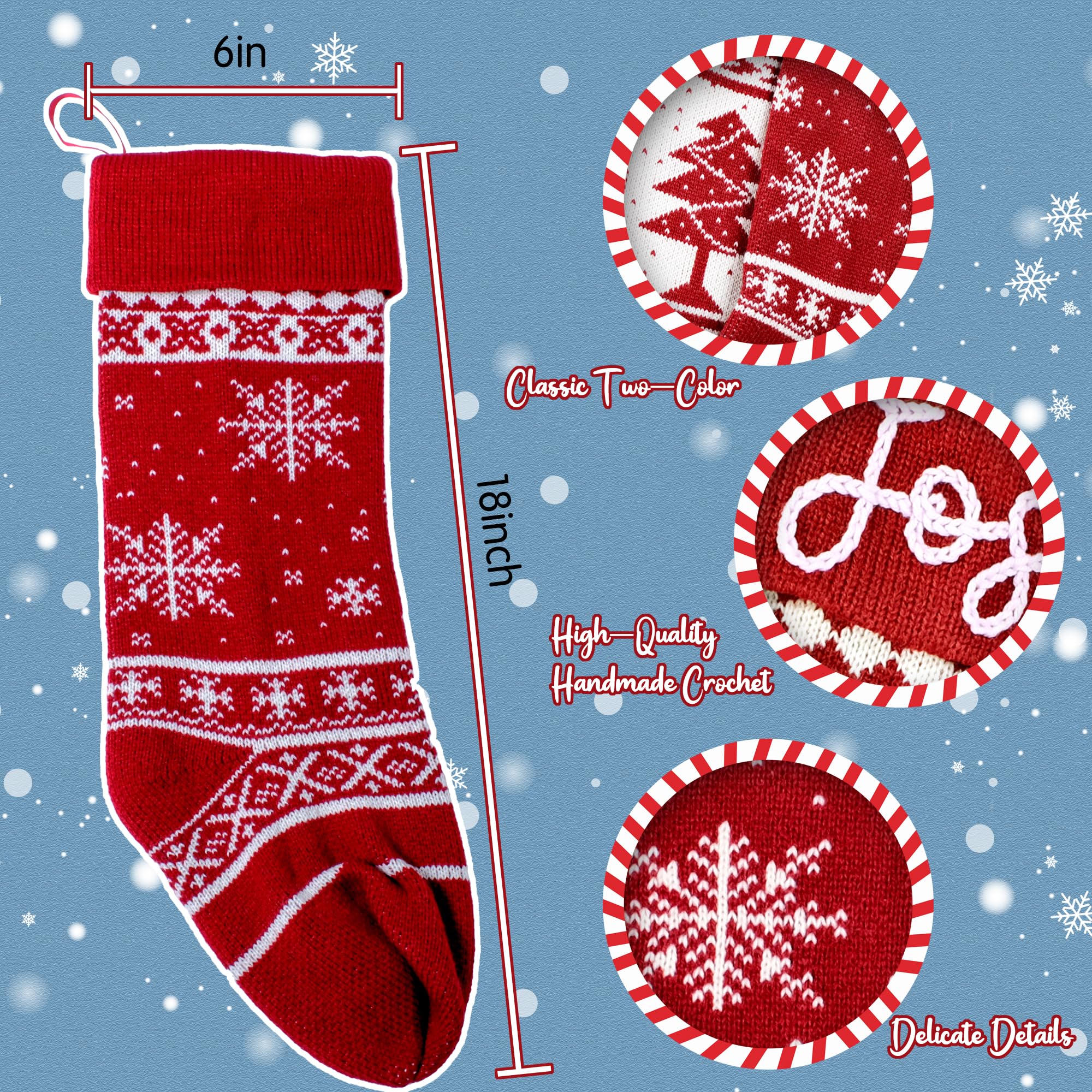 Weihnachtsstrumpf, personalisierbar, 45,7 cm, großer Zopfstrick, bestickt, als Weihnachtsstrumpf, Dekorationen für Mily, Urlaub, Party, Strumpf, Geschenke (5, gemischtes Rot)