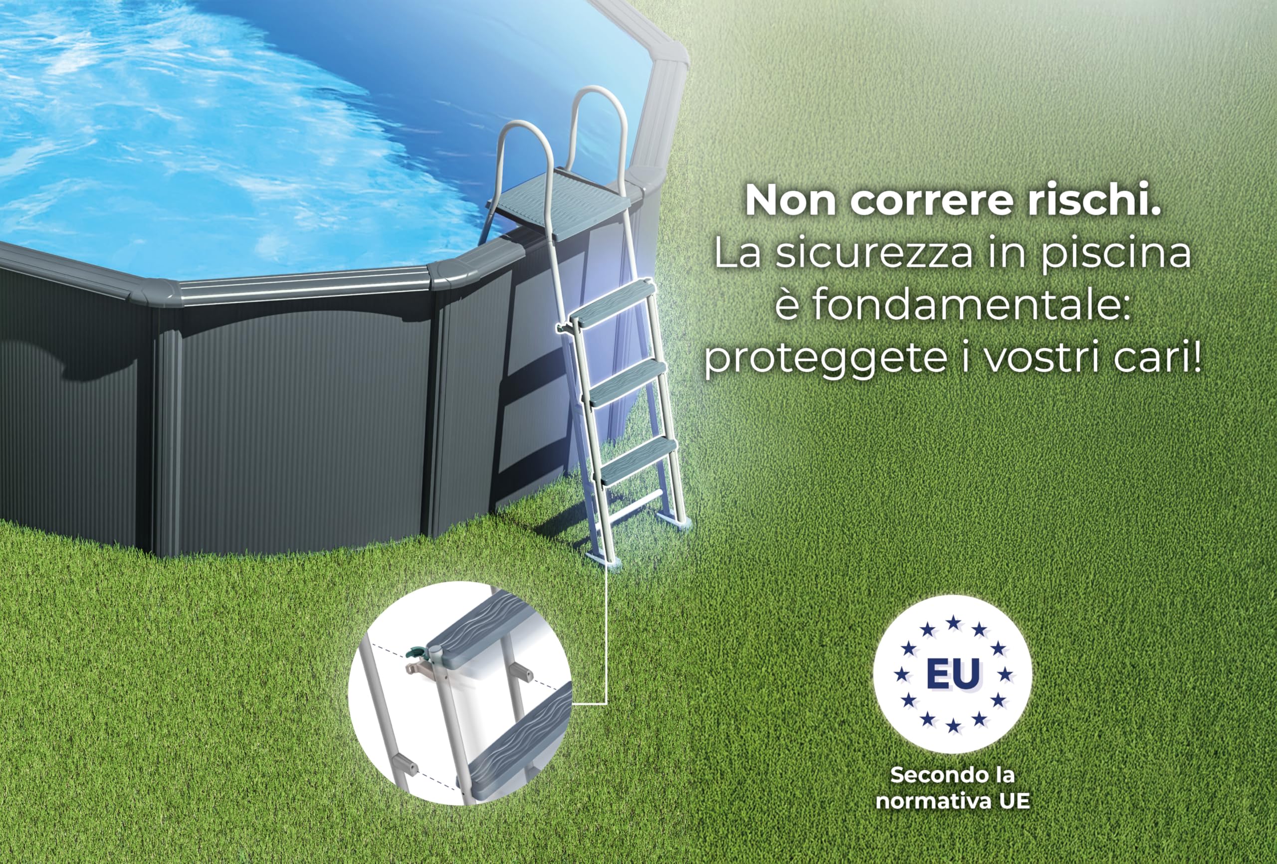 Piscina Gre KITPR558GF Granada. - Piscina fuori terra in acciaio, rotonda in acciaio, colore grafito. Piscina scomponibile per Giardino. 550 x 132 cm