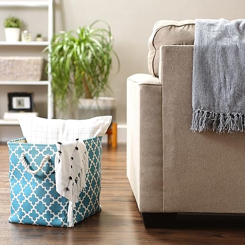 Miniatura 5 de DII Contenedor de poliéster con asas, contenedor de almacenamiento de celosía, grande, azul tormenta