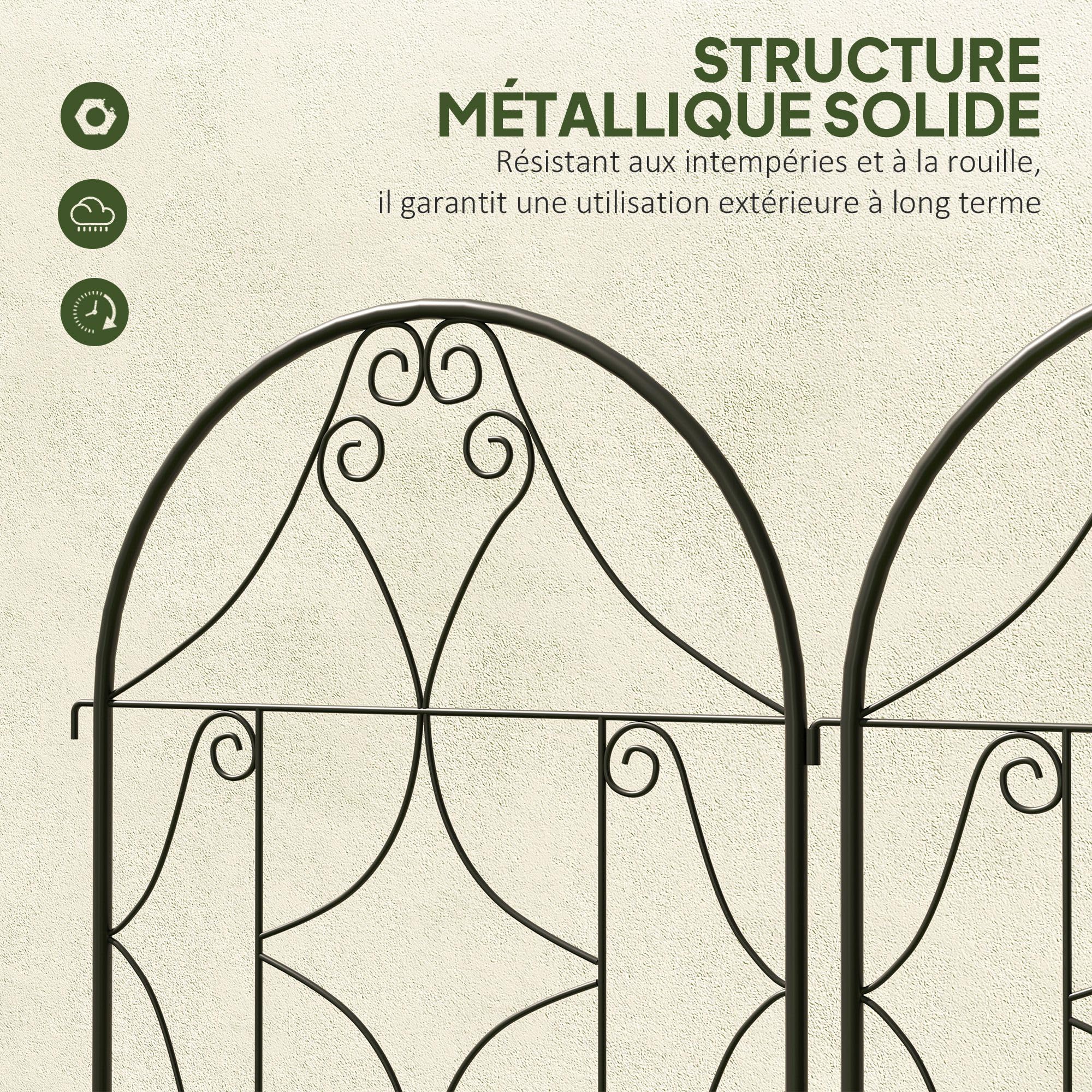 Outsunny Support pour Plantes Grimpantes Motif Irrégulier 50 x 180 cm Noir | Lot De 2, Treillis De Jardin, pour Légumes, Vignes, Fleurs, En Métal, Extérieur