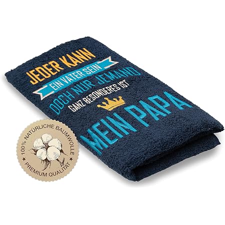 Herz & Heim Handtuch „Bester Papa“ Bestickt – 100% Baumwolle, 500g/m², 50x100 Cm, Blau