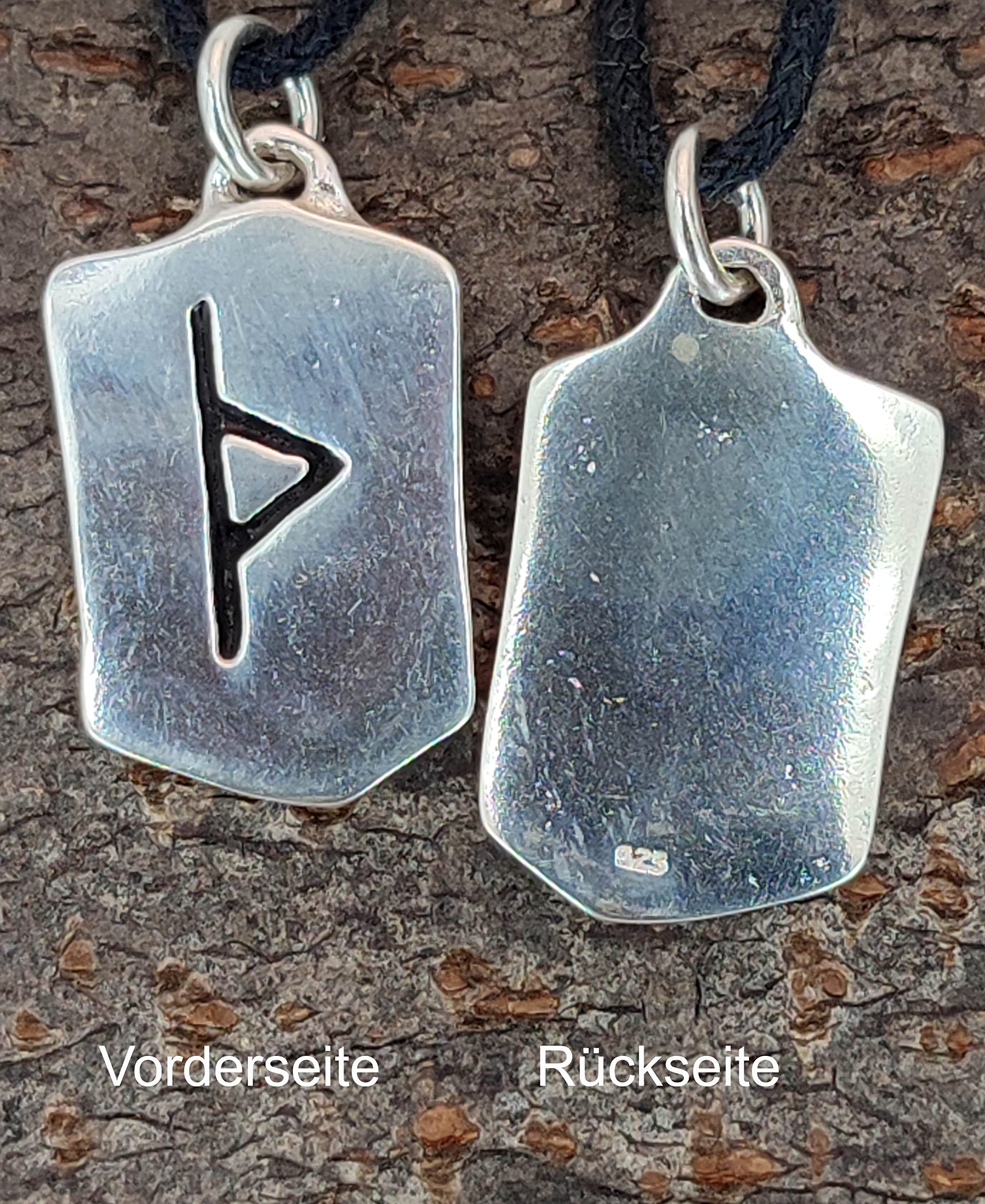 Kiss of Leather Runen Anhänger Thurisaz aus 925 Sterling Silber mit Baumwollband SI. 300