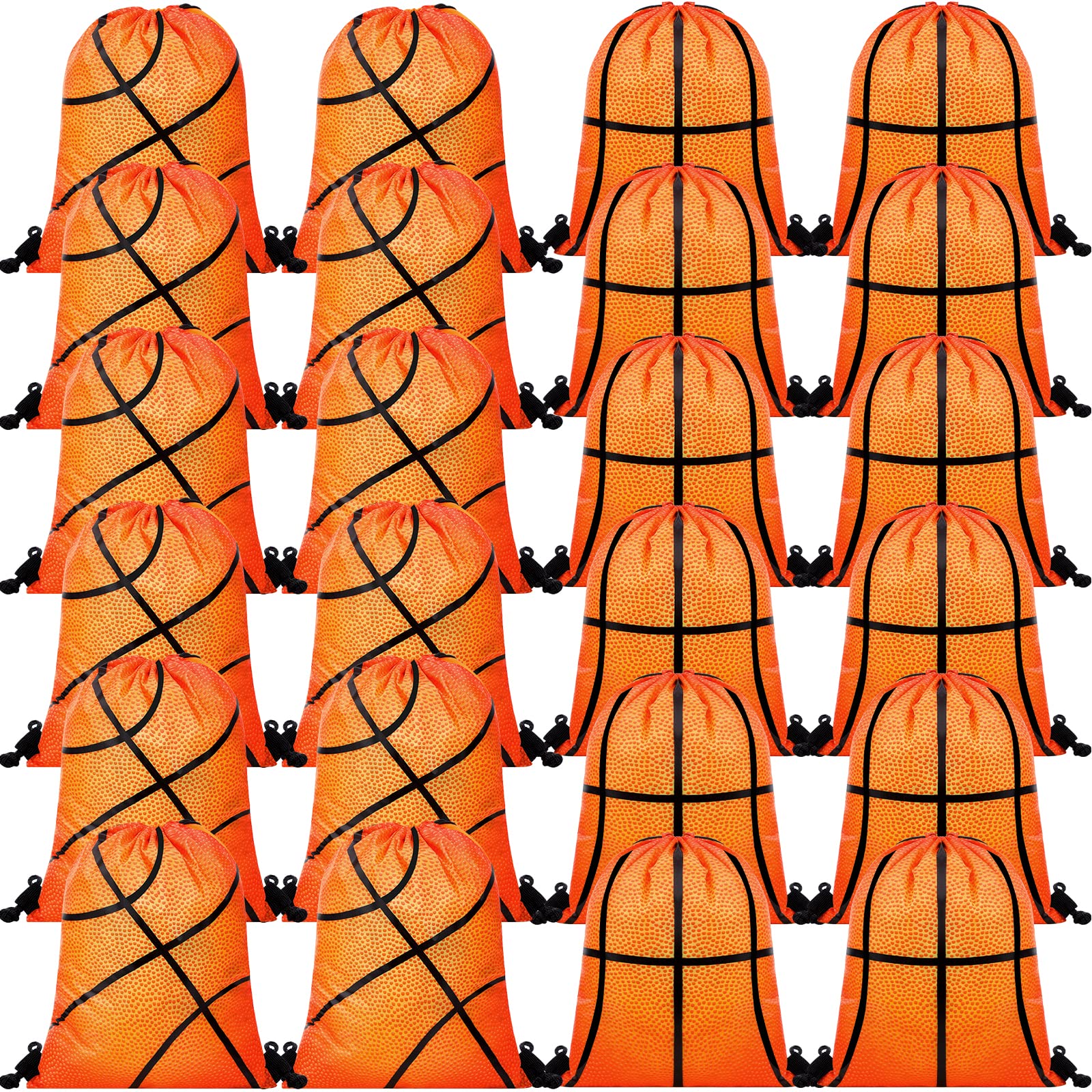 Eccliy 24 Pcs Basketball Drawstring Bag Sports Gym Drawstring Basketball Goodie Favor Gift Sack Bags for Adults