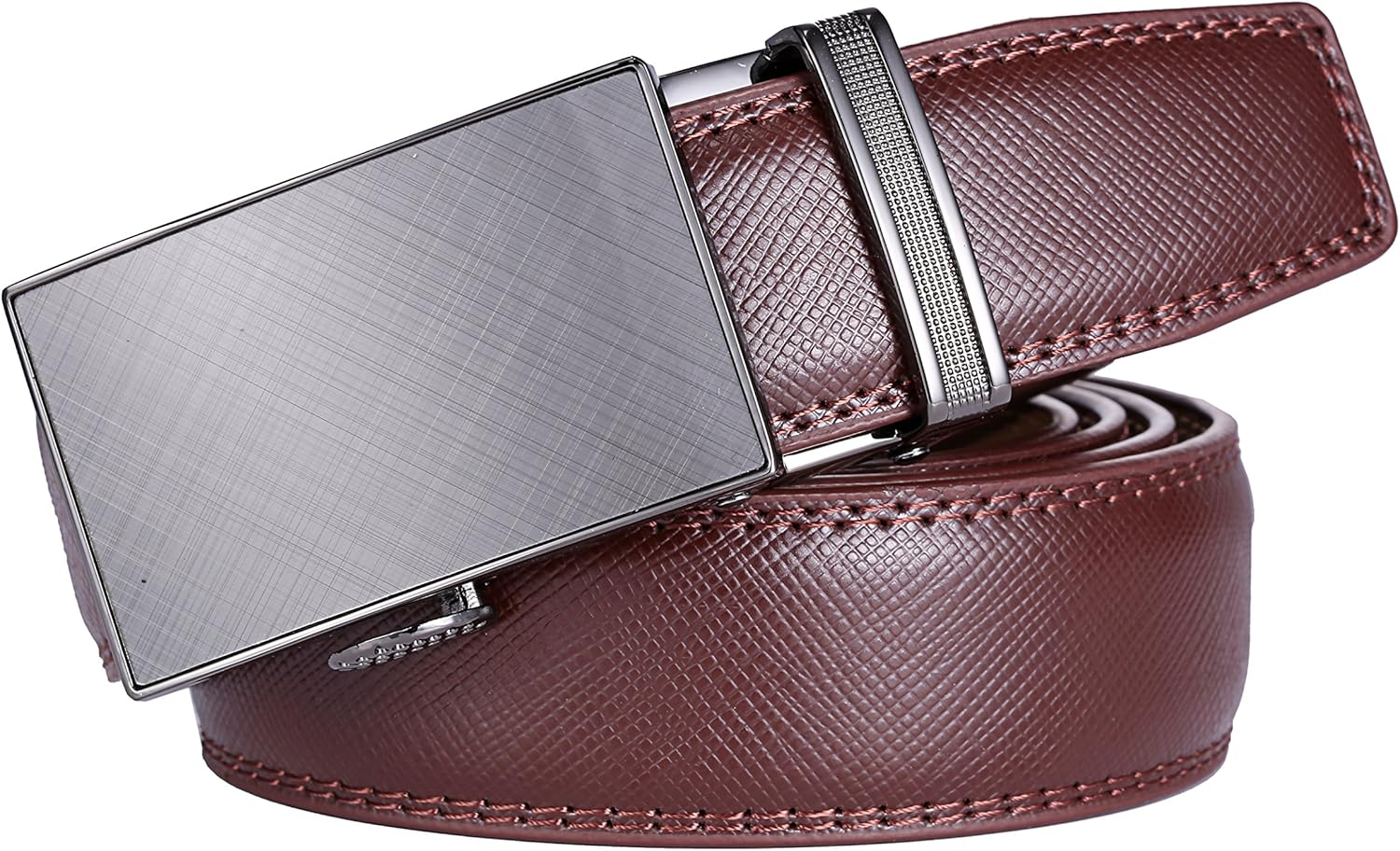 Marino Men’s Genuine Leather Ratchet Dress Belt With Automatic Buckle, Trim to Fit Enclosed in an Elegant Gift Box at  Men’s Clothing store