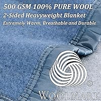 Vista 4 de Poyet Motte Aubisque - Cobija pesada 17.64ozm, 100% lana, azul, (BlueLt Blue), King