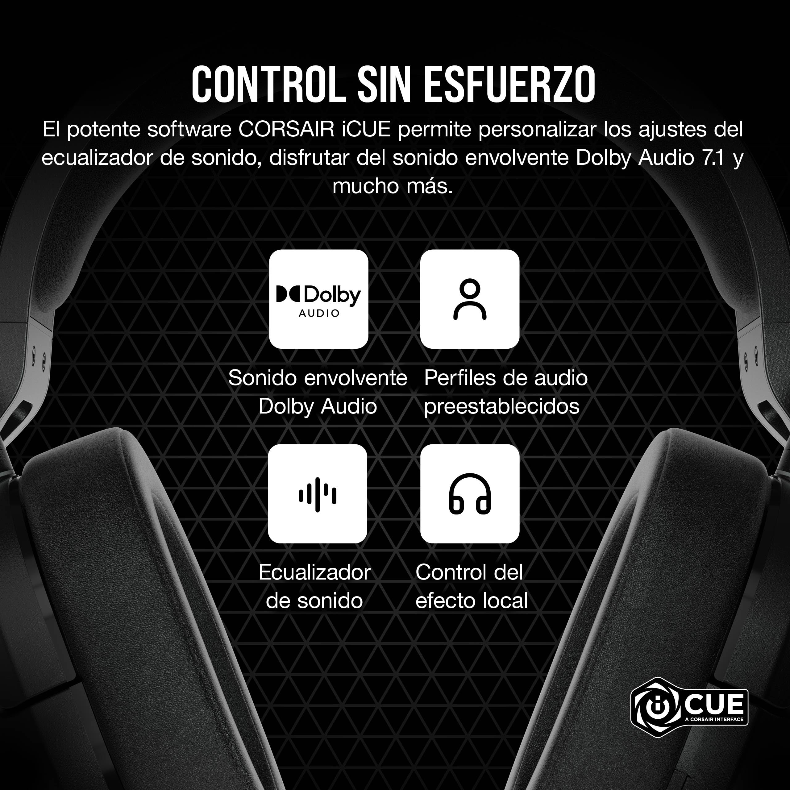 Corsair HS55 Surround Auriculares con Cable para Juegos – Carbono | Ligeros, Sonido Envolvente Dolby 7.1, Compatible con iCUE - PC, Mac, PS5, PS4, Xbox, Nintendo Switch, Móvil