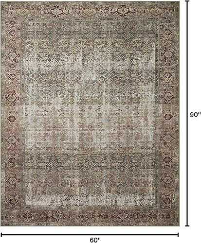 Miniatura 154 de Loloi Amber Lewis x Loloi Georgie Collection GER-07 Alfombra para pasillo de 2 pies 6 pulgadas x 7 pies 6 pulgadas, 3/16 de pulgada de grosor, Musgo