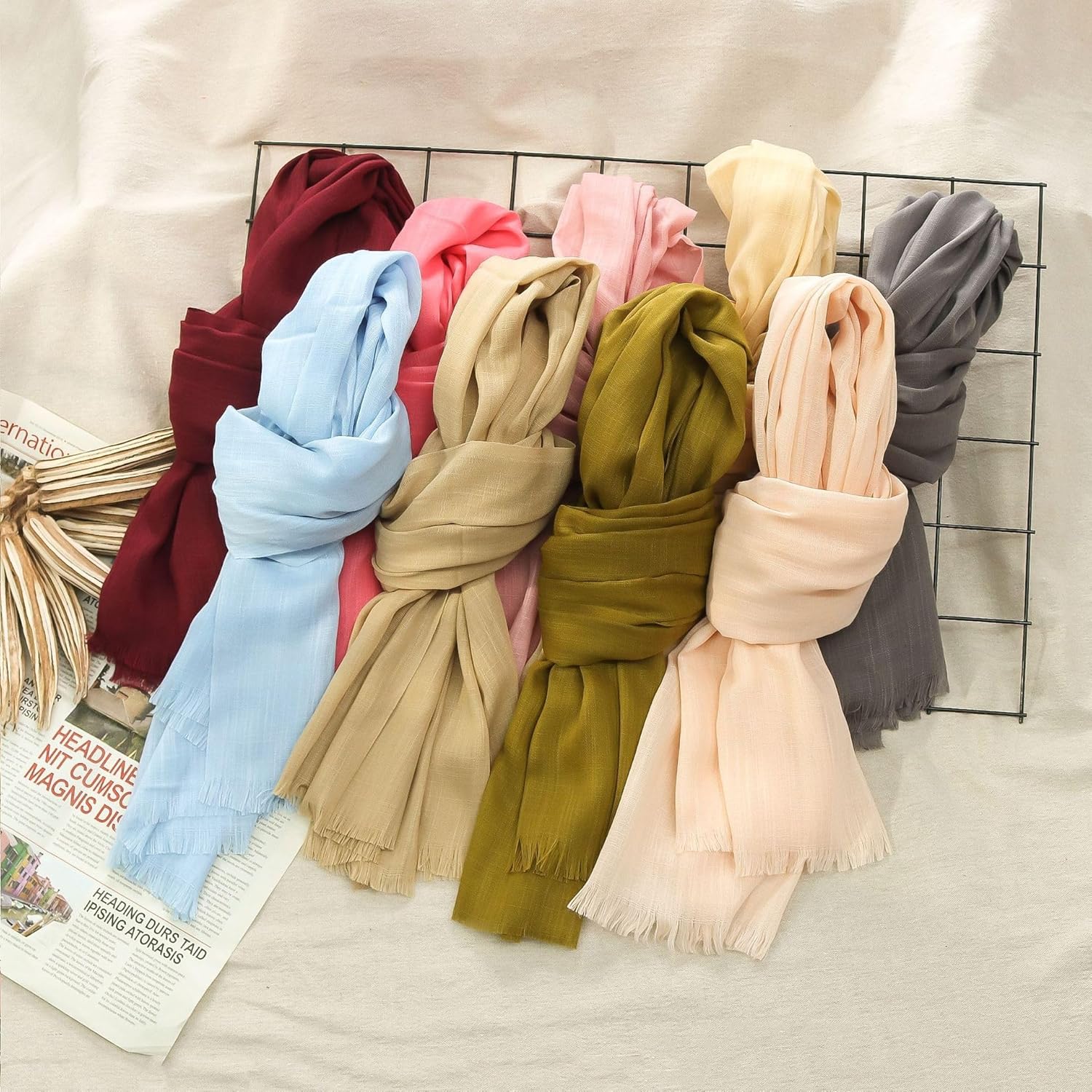 Women's Cotton Scarves Lady Light Soft Fashion Solid Scarf Wrap Shawl - Image 4