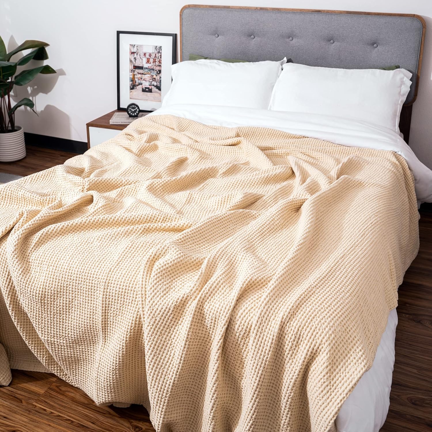 Organic Cotton Blanket King Size Waffle Blanket Waffle Throw
