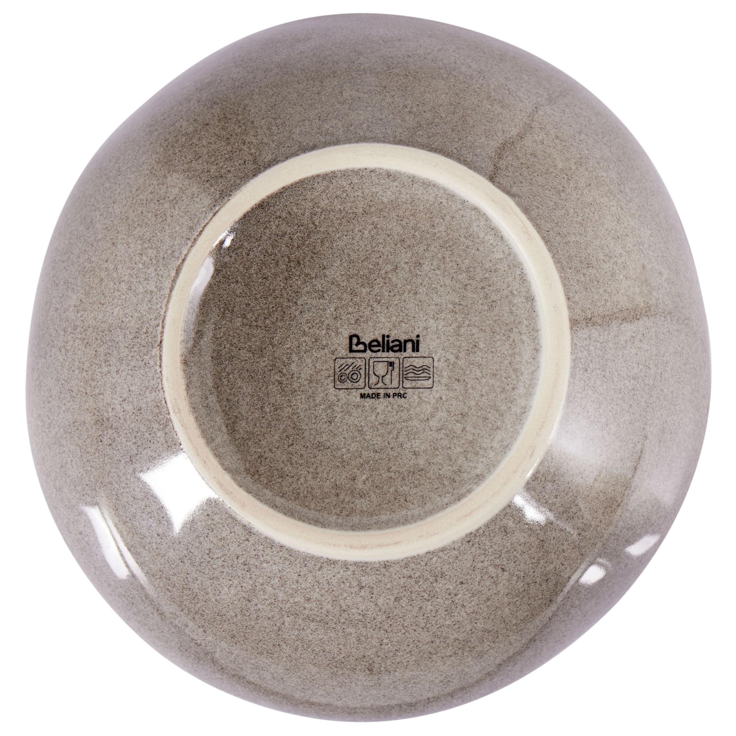 Conjunto de 4 platos hondos cuenco para pasta de gres caolín artesanal acabado esmalte reactivo gris Costmary