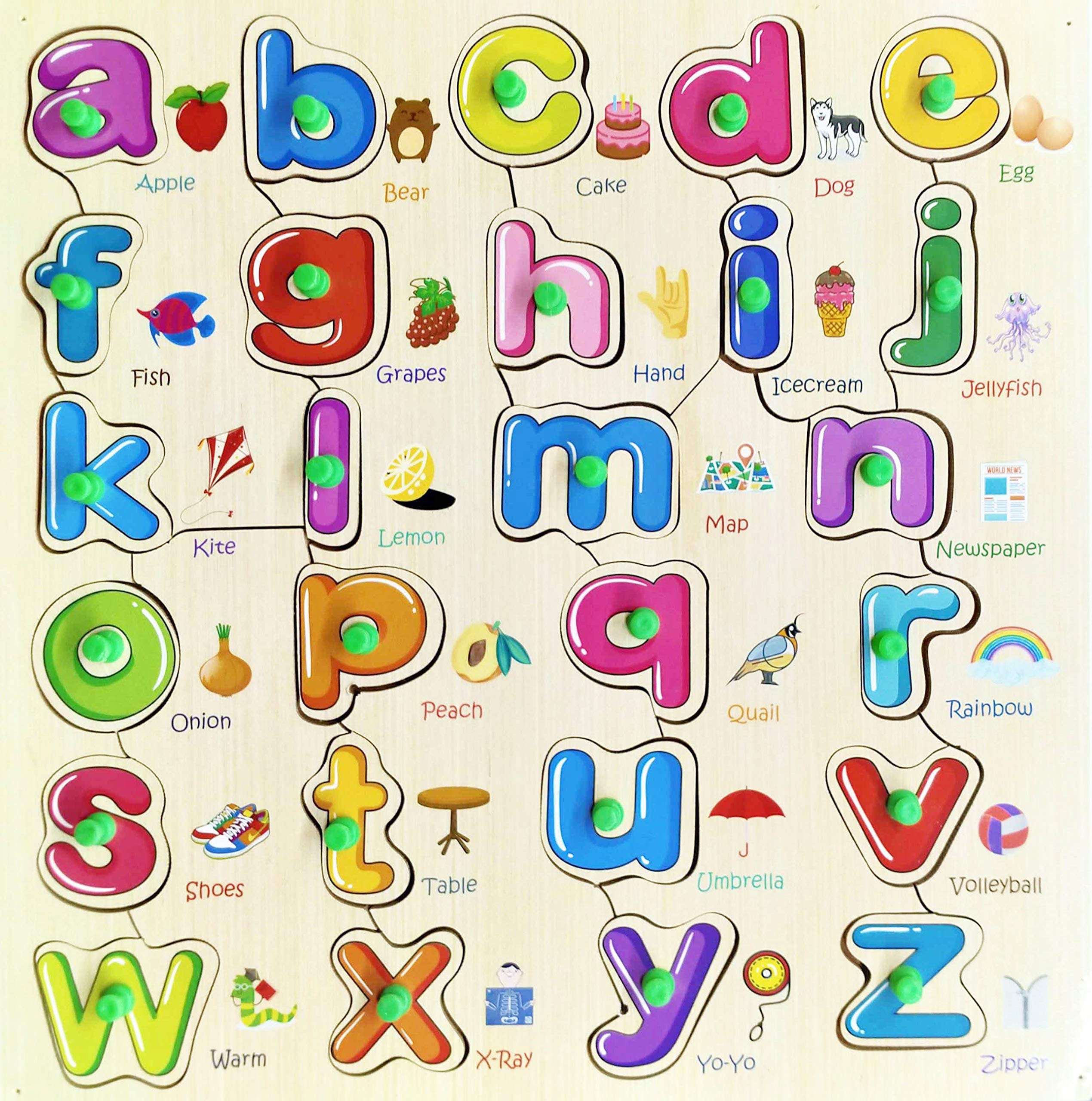 Khilonewale Small ABCD Wooden Picture Alphabet for Kids Ages 3-5, Early Education Letters Puzzles for Preschool & Toddlers (B0927BPY2R) Amazon Price History, Amazon Price Tracker
