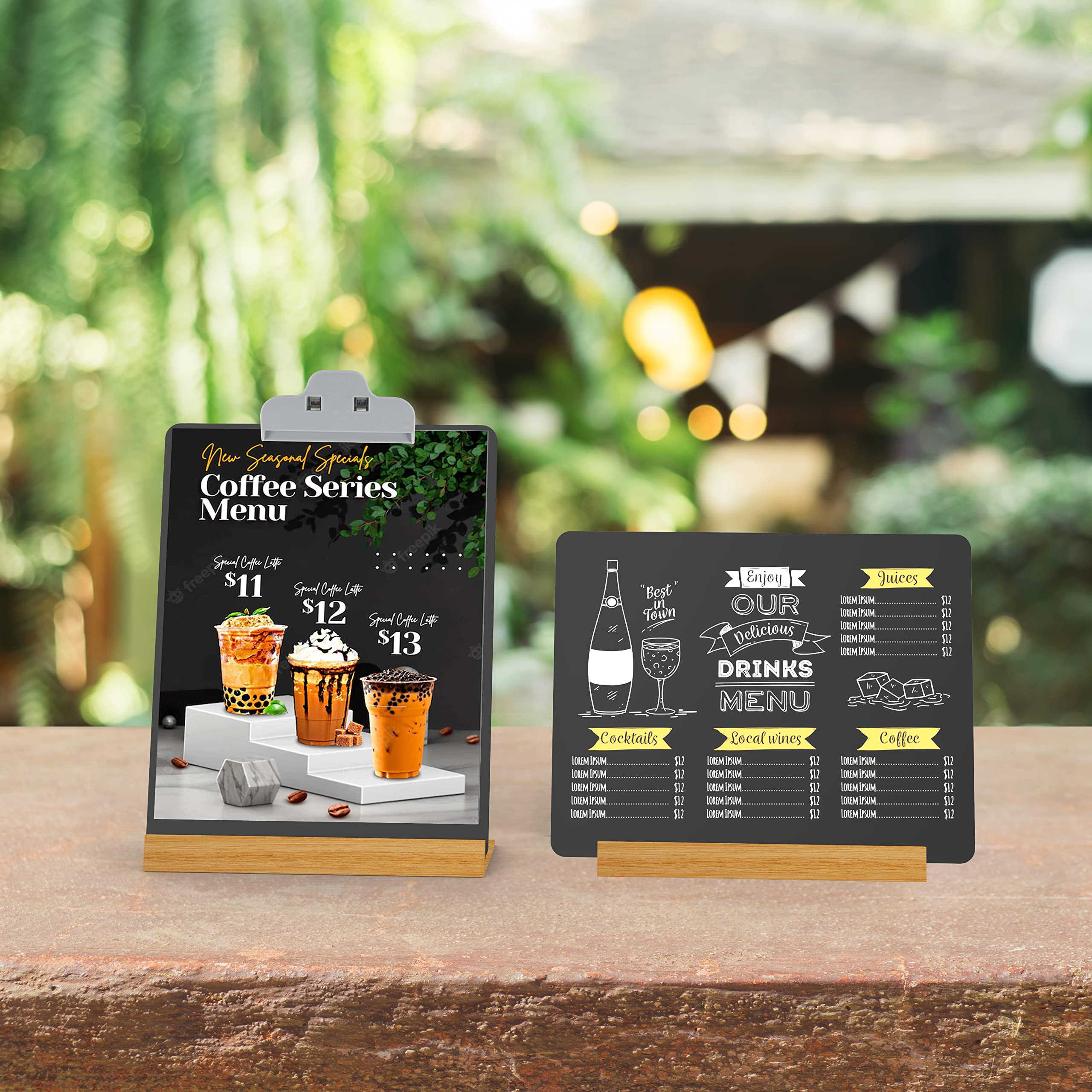 8x12 Inch Chalkboard Signs With Wood Base - 2 Pack Double Sided Message Boards