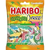 Haribo Coccodri Frizzi, Caramelle Gommose Frizzanti A Forma Di Coccodrillo, Gusto Frutta, Ideali Per Feste – 175gr