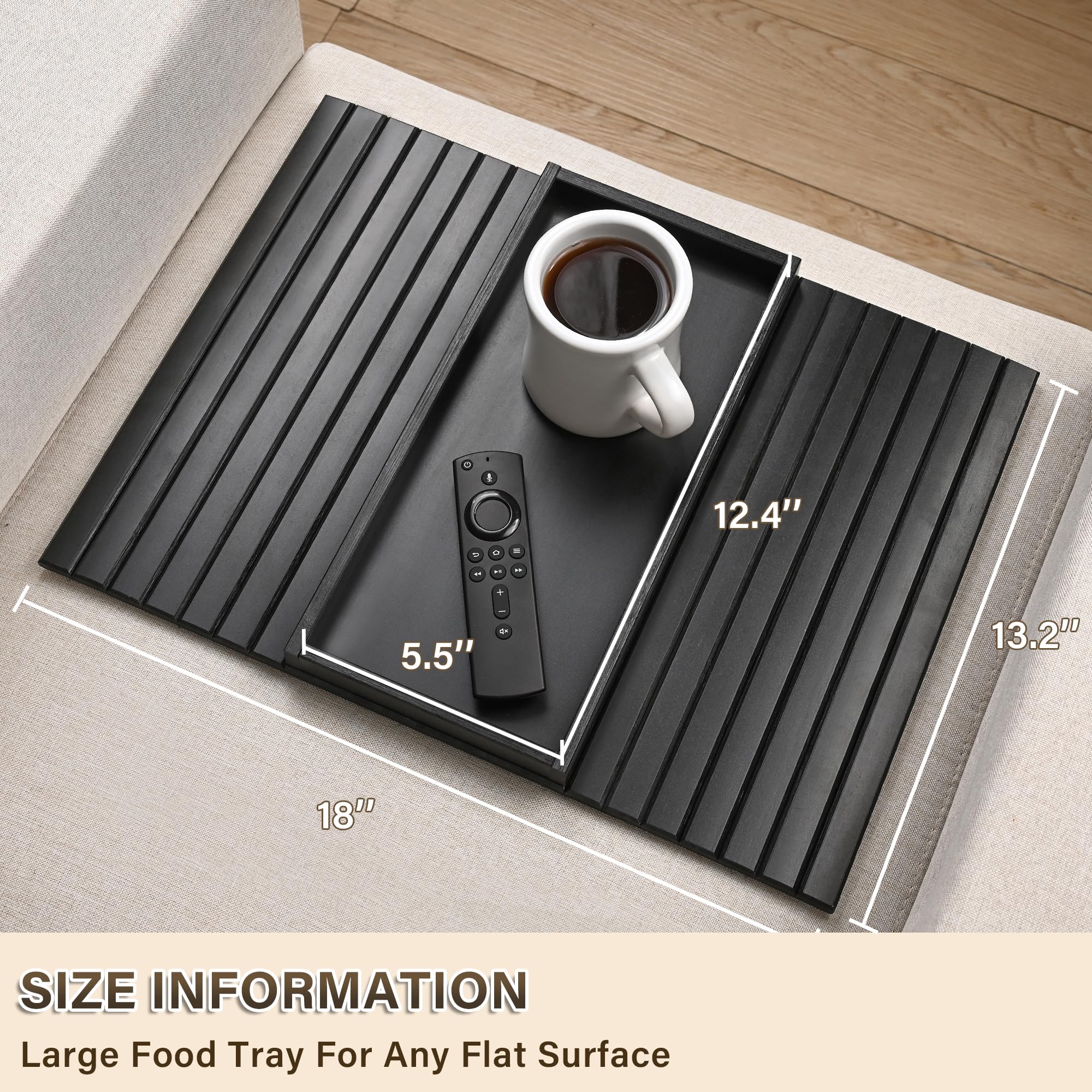 Bandeja de bambú para reposabrazos de sofá, bandeja para reposabrazos de sofá, bandeja plegable para reposabrazos, mesa de sofá para comer, bebidas, aperitivos, control remoto, teléfono