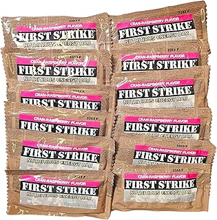 First Strike Energy Bar, Full Size [2.3oz] - Authentic Long-Life USGI MRE Ration Nutrition Bars. Many Flavors and Packs to choose from, Recent Production dates (12, CranRaspberry)