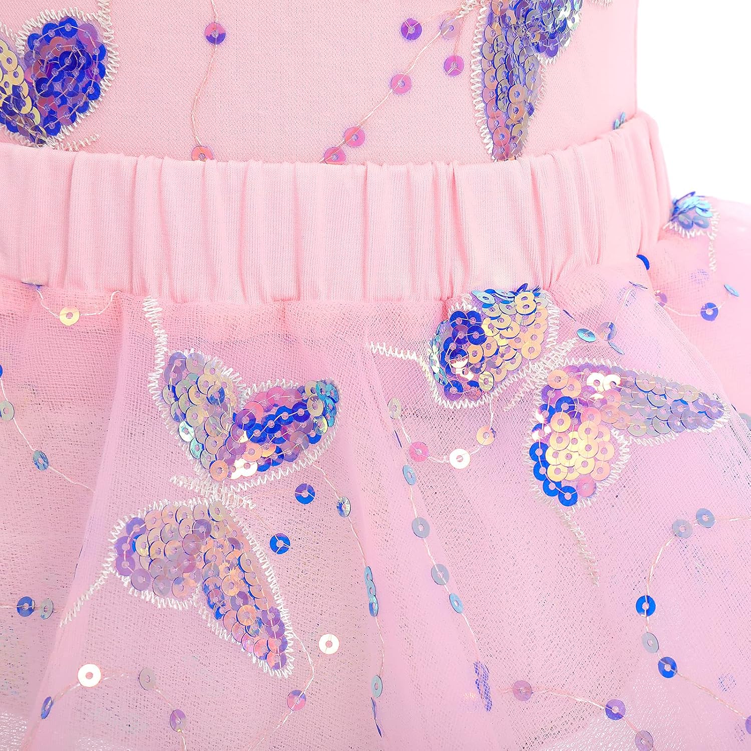 AFAVOM Girls Butterfly Sequin Camisole Ballet Dance Dress Glitter Ruffle Tutu Skirt Leotard Ballerina Costume for Toddler Kid