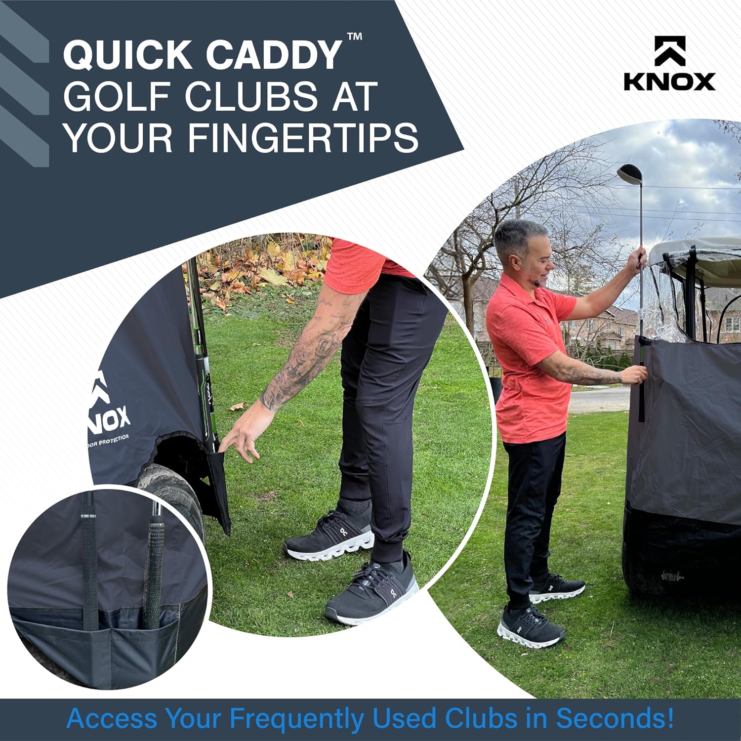 4 Person Golf Cart Enclosure 79" Long Roof, 600D Portable Transparent Driving Golf Cart Cover Storage, Golf Cart Accessories, Compatible with EZGO TXT/RXV, Yamaha, Club Car DS Precedent