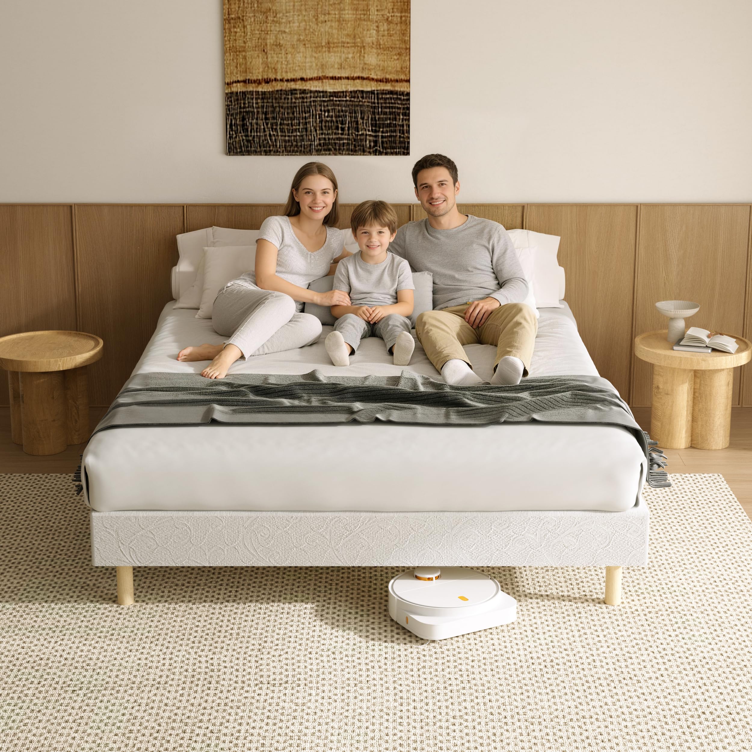 DEWINNER Sommier 140x190 | Sommier Tapissier 140x190 | 2x14 Lattes Bois | 9 Pieds Stables | Hauteur du Cadre de Lit 29 cm | Lit 140 x 190 avec Sommier | Chambre de Couple, Appartement et Maison