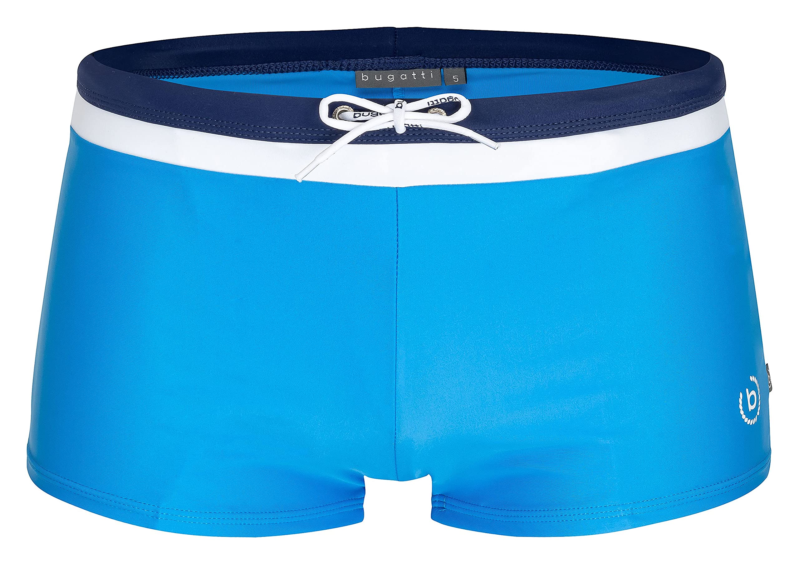 bugatti® - Modern men's swimming trunks with contrasting colours on the waistband, Blue/navy, 5XL