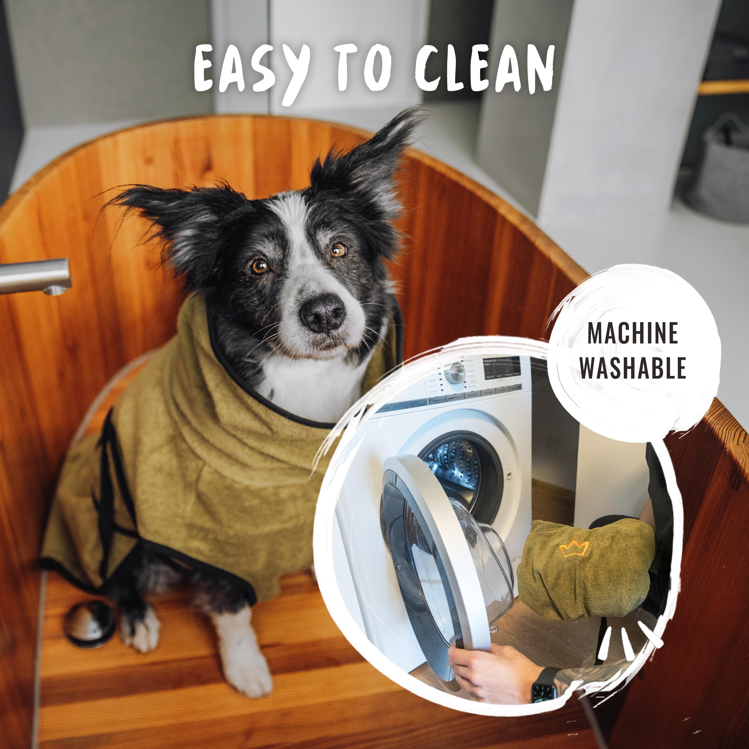 Rudelkönig Accappatoio per Cani in Cotone 100% - Cappotto per Cani Assorbente e Morbido - Adatto a Tutte le Taglie di Cani