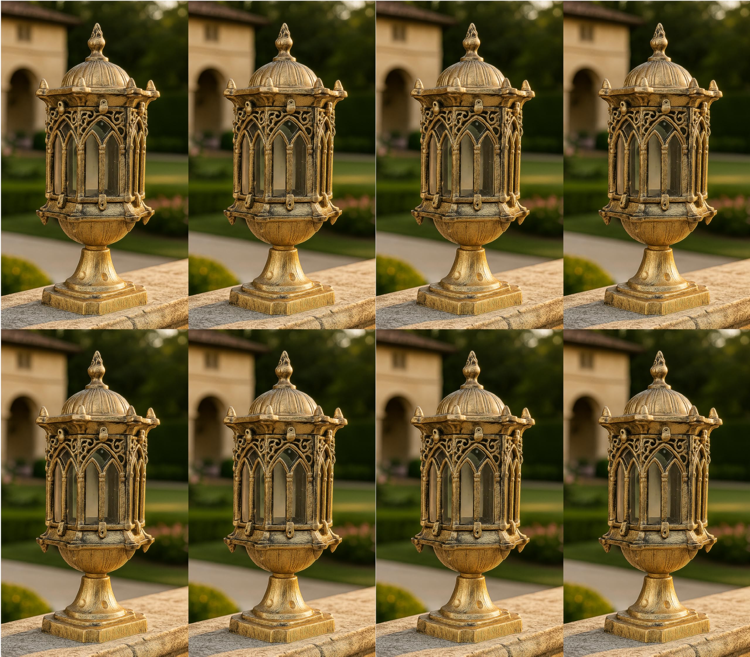 Weldecor Outdoor Antique Metal Home Main Gate Light, Decorative Architectural Exterior Lamps Lantern for Landscape House Garden Compound Wall Lights for Piller Lighting (Pack of 8)-image-27