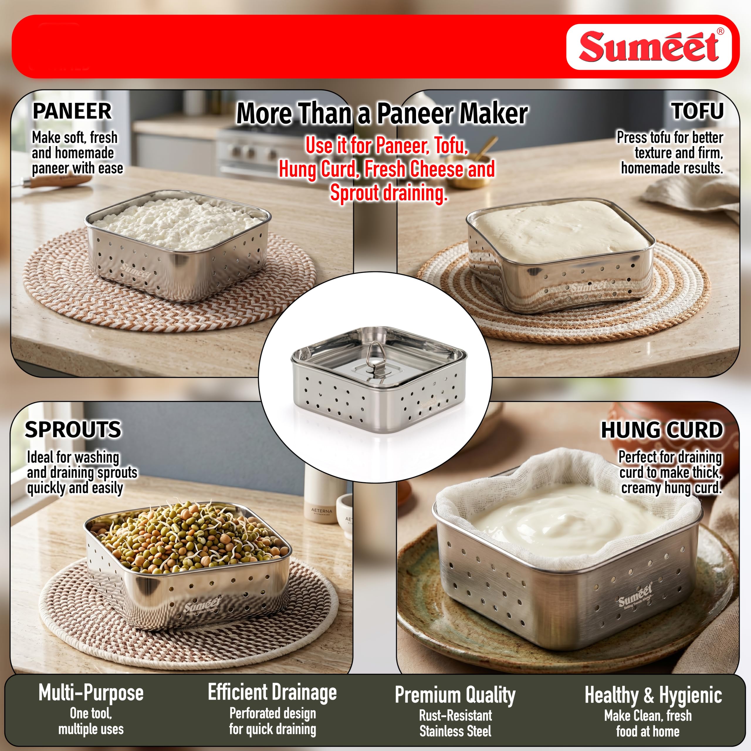 Make Paneer at Home - Stainless Steel Maker -7