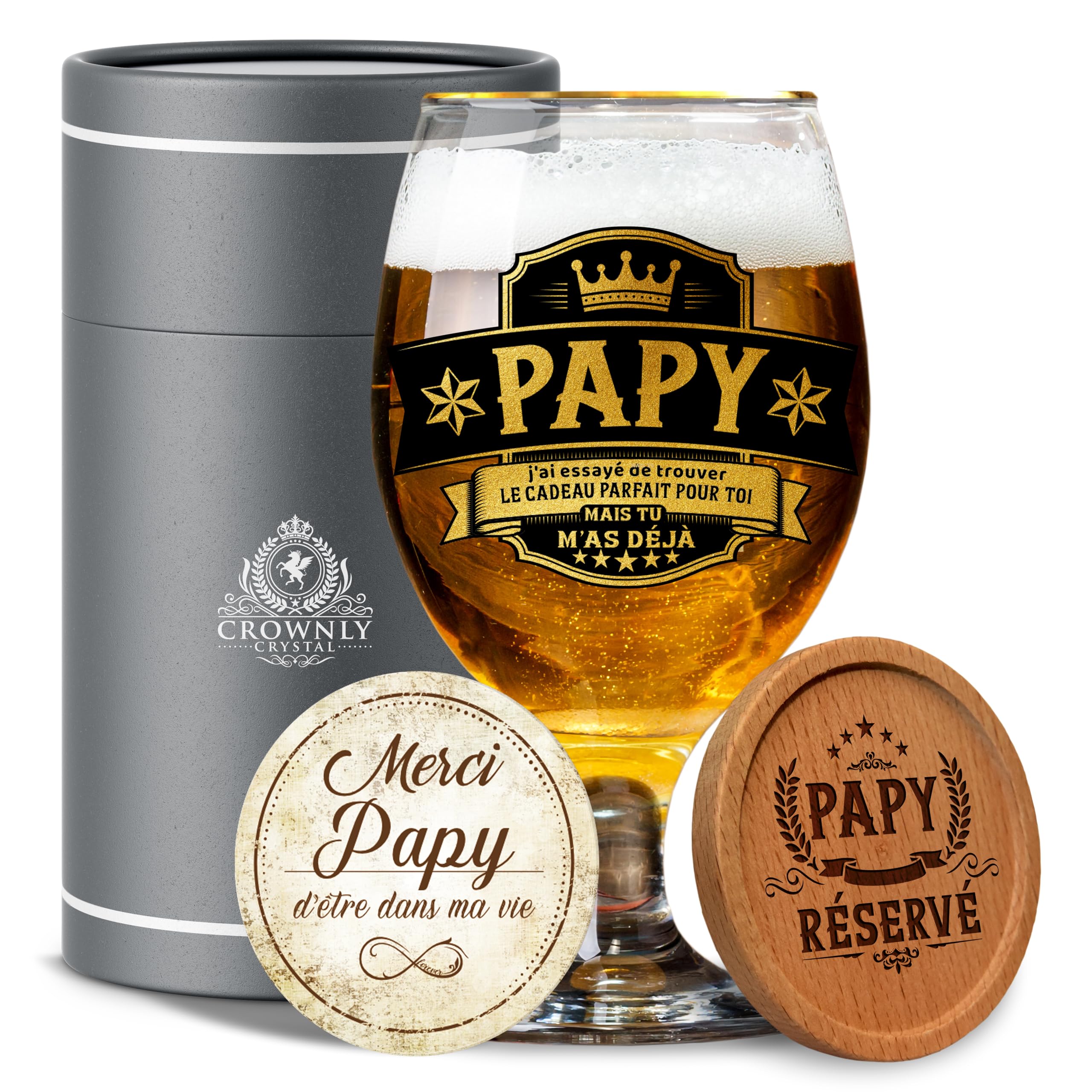 Verre à Bière Personnalisé Monogramme P - Cadeau Anniversaire Homme