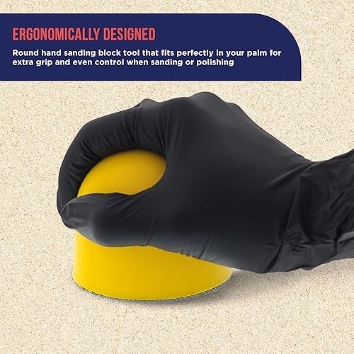 Miniatura 4 de TCP Global Almohadilla de espuma para lijar a mano con agarre de palma de 3 pulgadas para gancho y bucle y discos de lijado DA de 3 pulgadas,