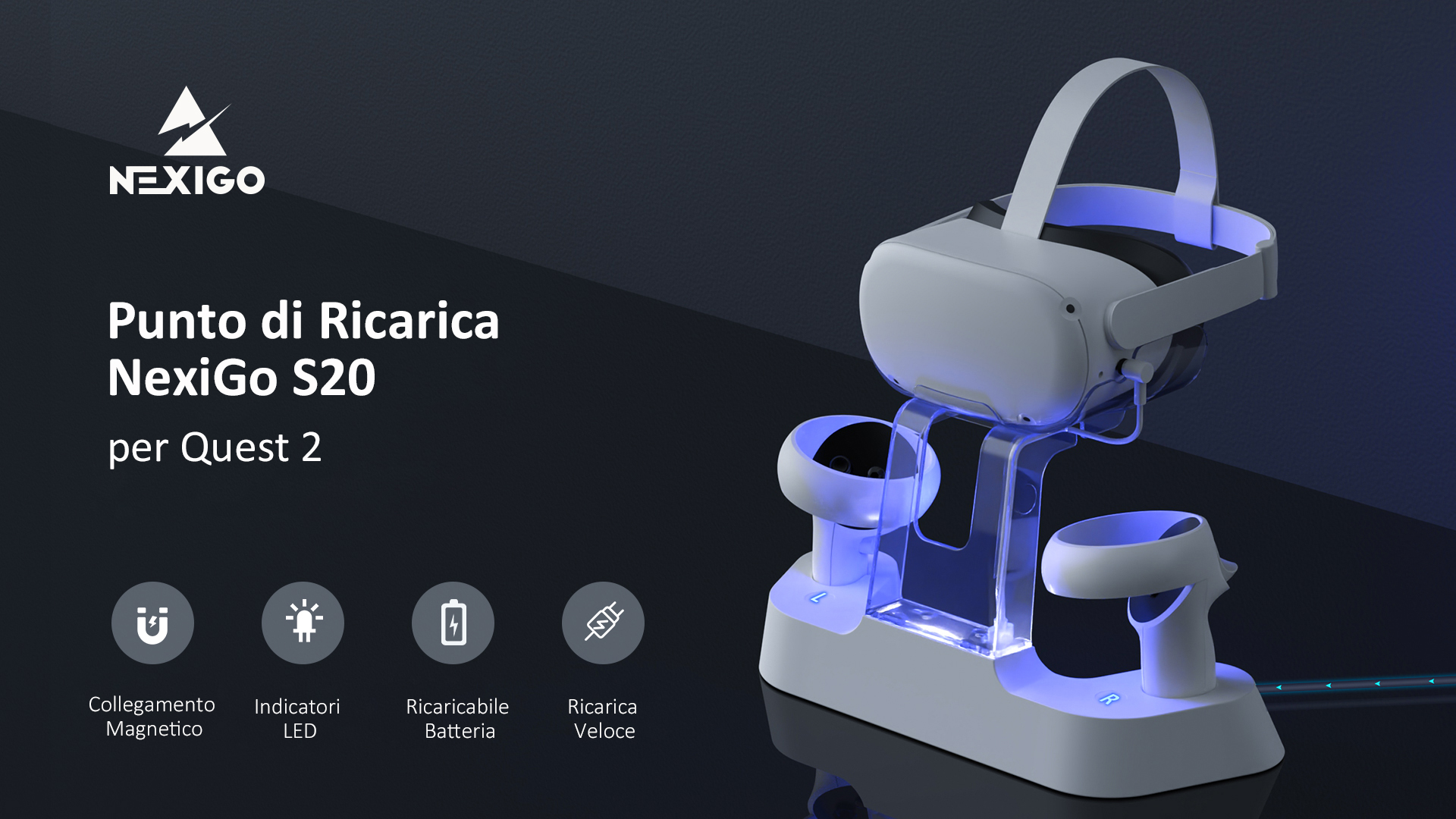 Stazione Di Ricarica Dual BoboVR BD2-1 Con Batteria B2 Per Oculus Quest