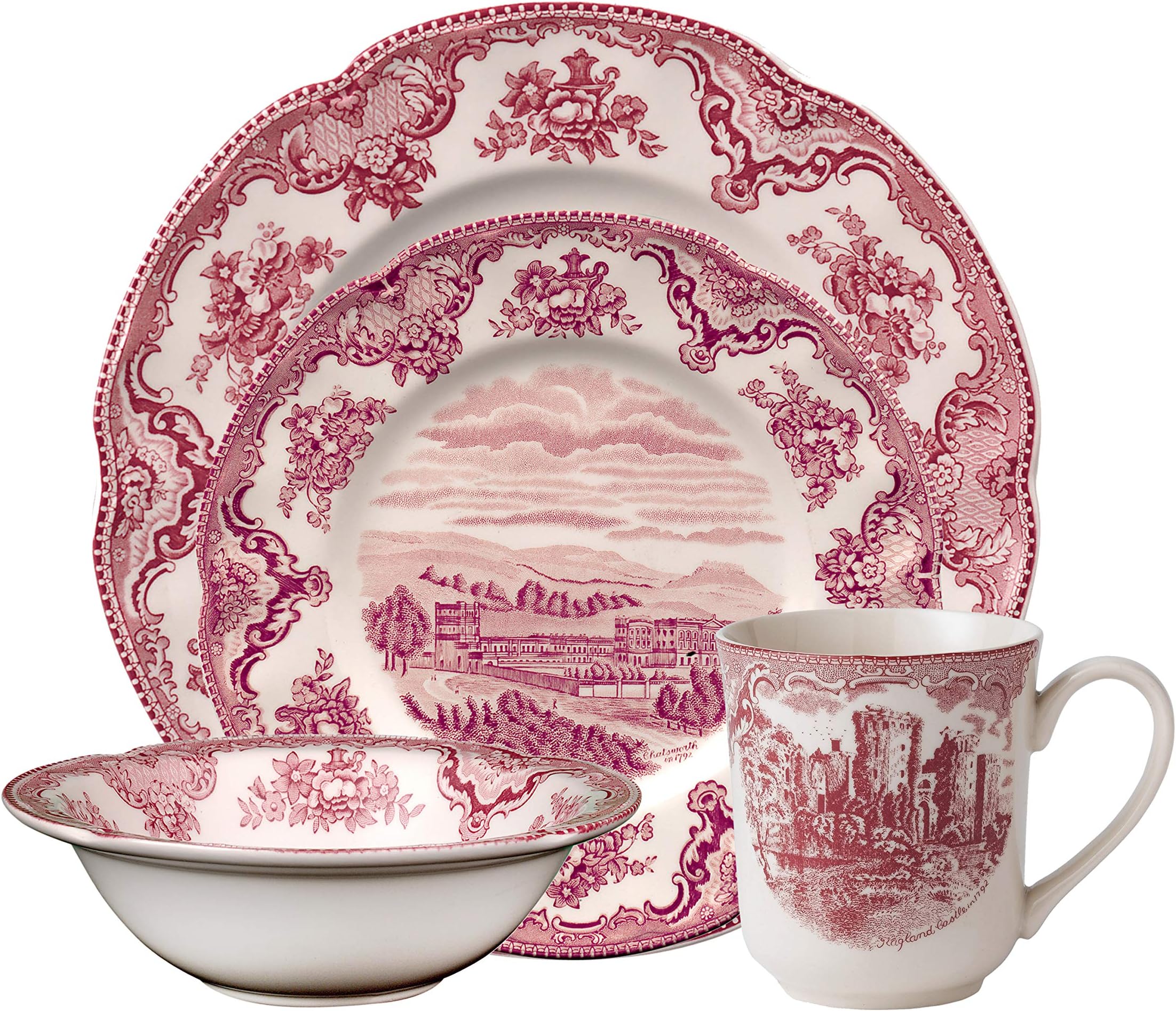 Johnson Brothers 40034957 Old Britain Castle Dinnerware Set, Earthenware, Pink