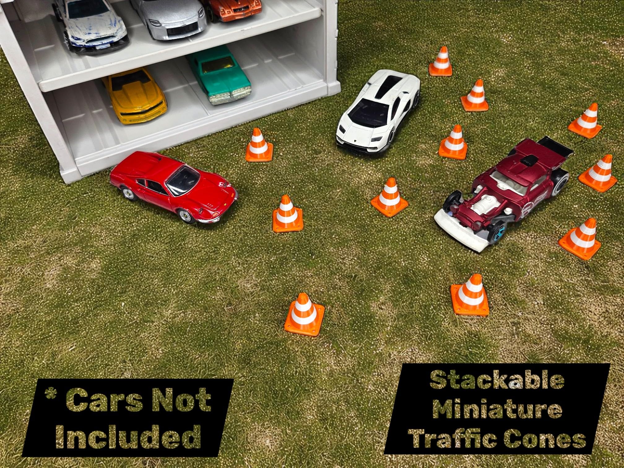 Miniature Traffic Cones, Orange with White Strips, Stackable, Pack of 10, Mini Size - Image 2 thumbnail