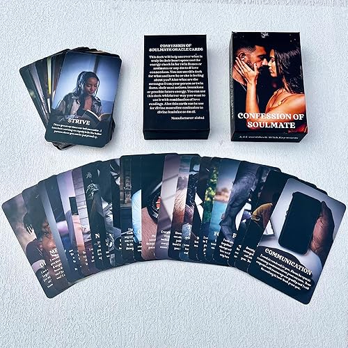 Miniatura 8 de Confesión de cartas Oracle de alma gemela, Baraja de oráculo de amor negro afroamericano, Situación kármica del alma gemela de la llama gemela para