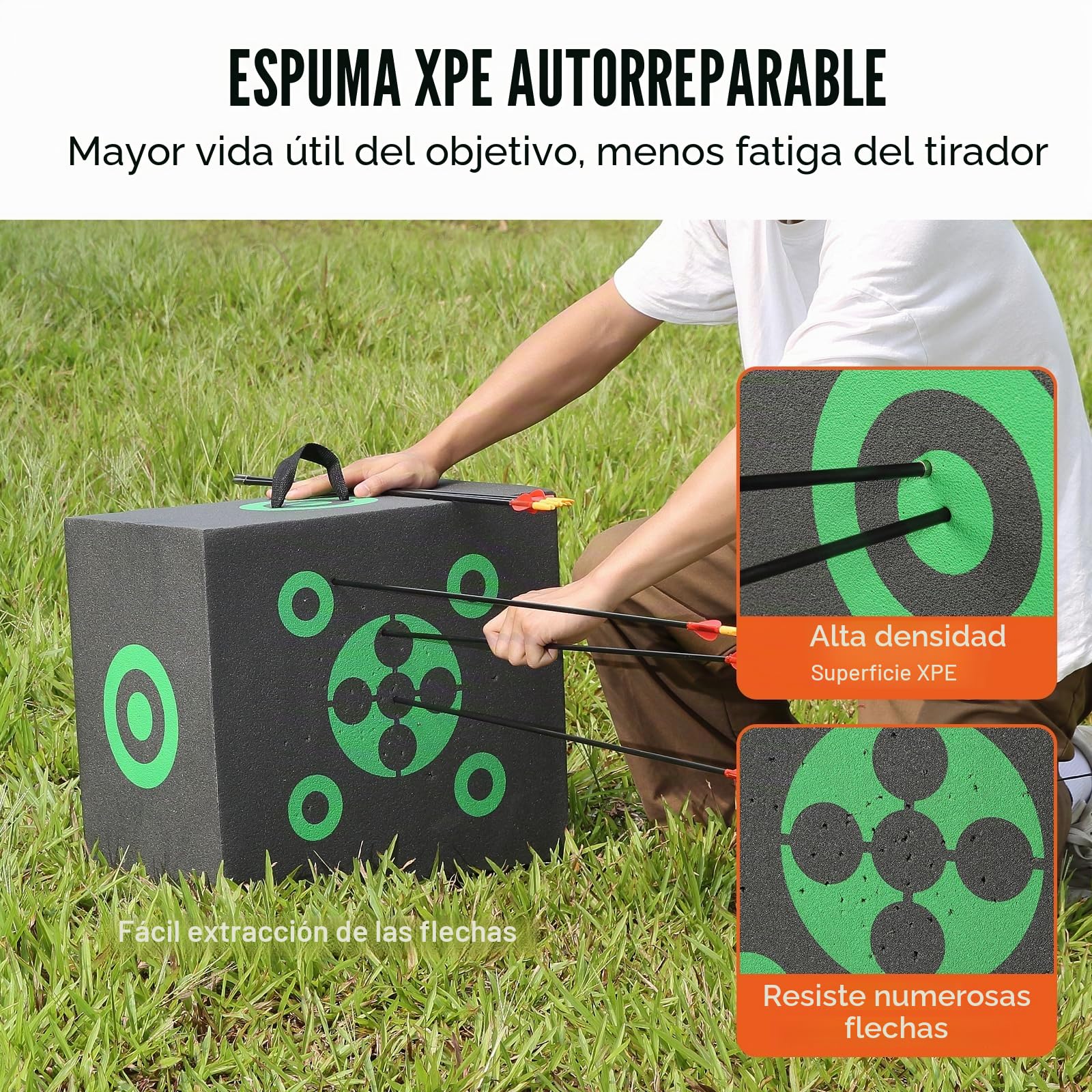 VEVOR Archery Target, 16"x18" All-Side Shotting Archery Arrow Target, Outdoor Portable Archery Target with Carry Handle, Easy Arrow Removal, Great Visibility, Lightweight, Easy to Transport, Black
