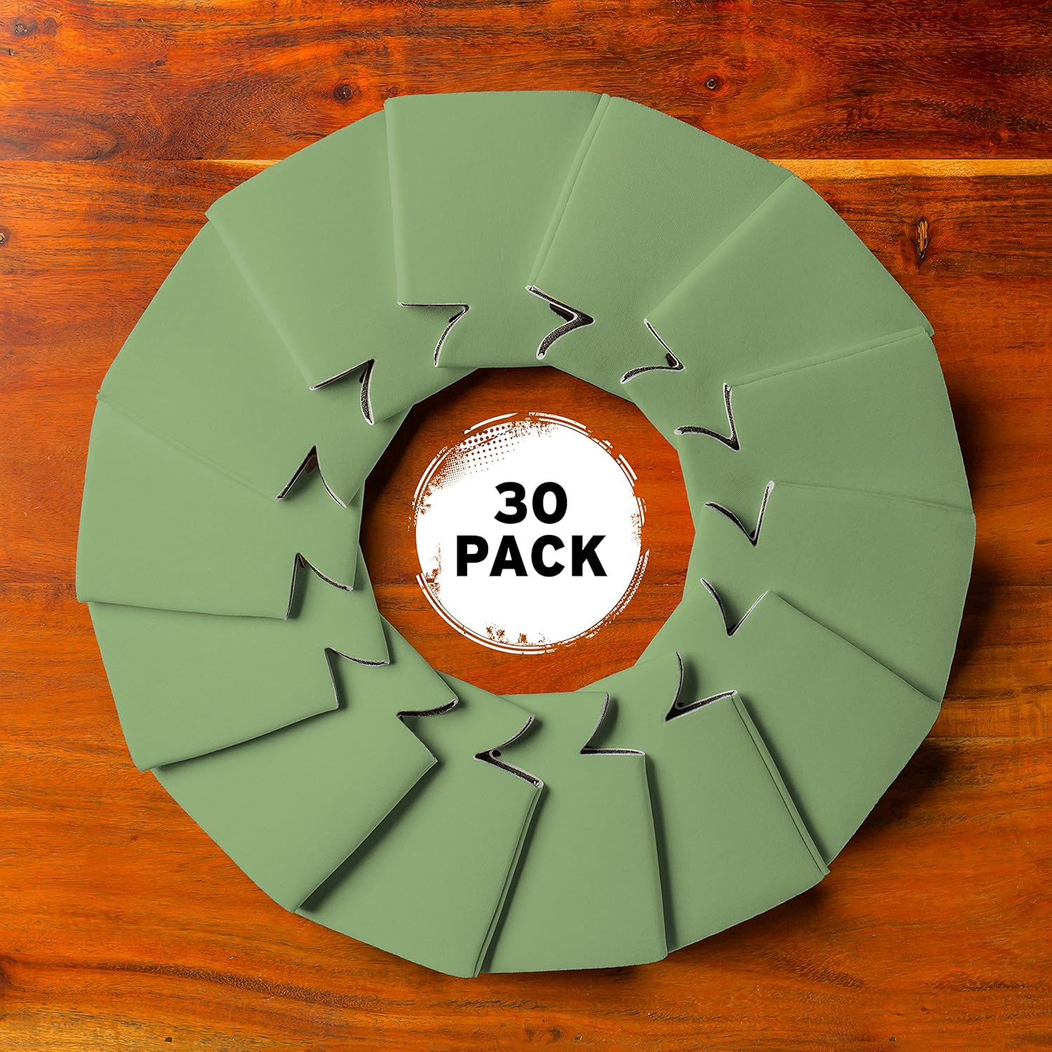 Blank Beer Can Coolers Sleeves (30-Pack) Soft Insulated Beer Can Coolies - HTV Friendly Plain Koolies in Bulk for Beer Cans & Bottles - Coolie Blanks for Vinyl Projects & Wedding Favors (Sage) - Image 2