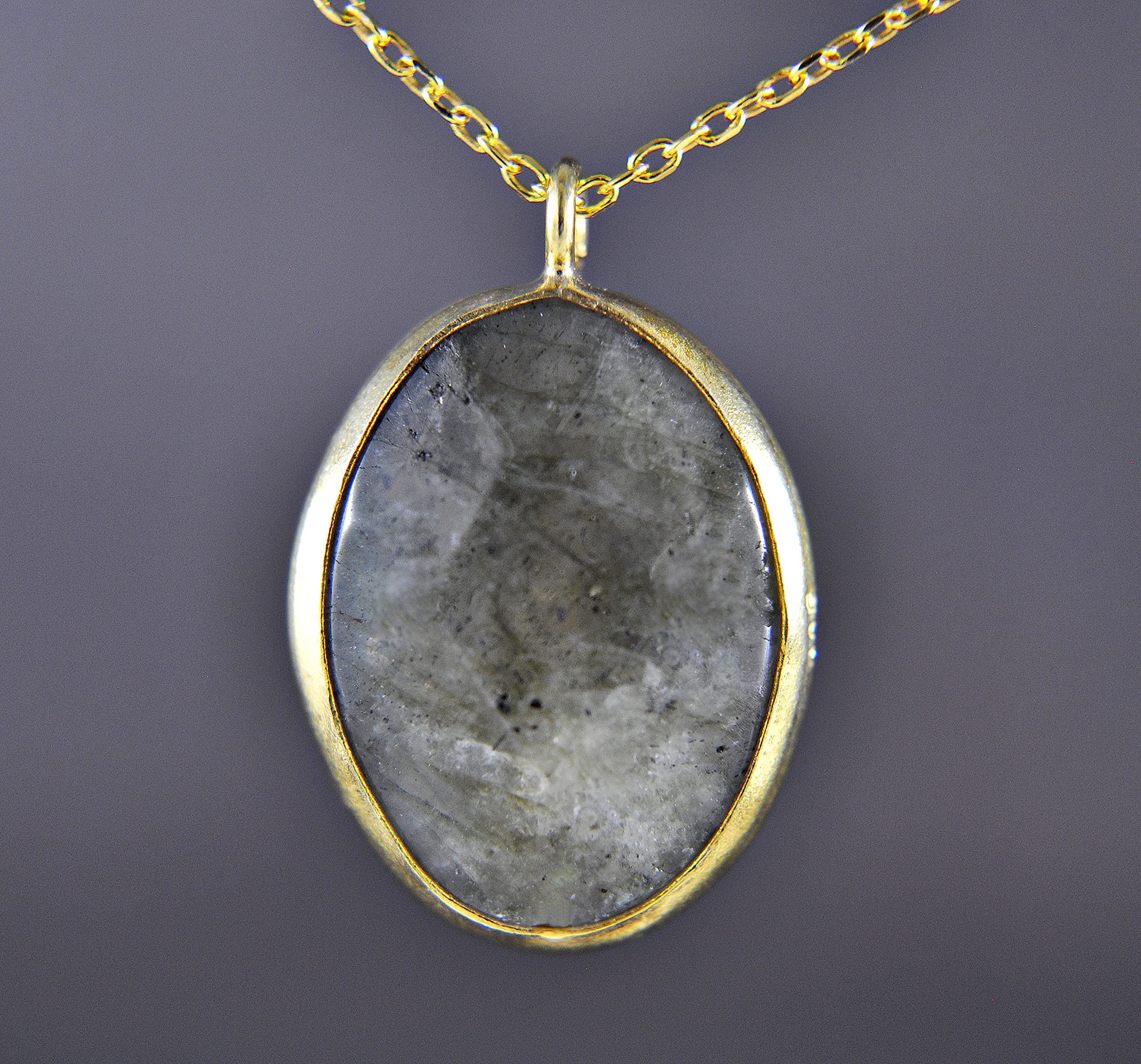 Labradorit - 925 Sterling Silber - Heilstein - Kette - Gold - Grau - Oval - Halskette mit Anhänger - Damen - Geburtstag - Silberkette - Mama Geschenke - Schmuck - Handmade