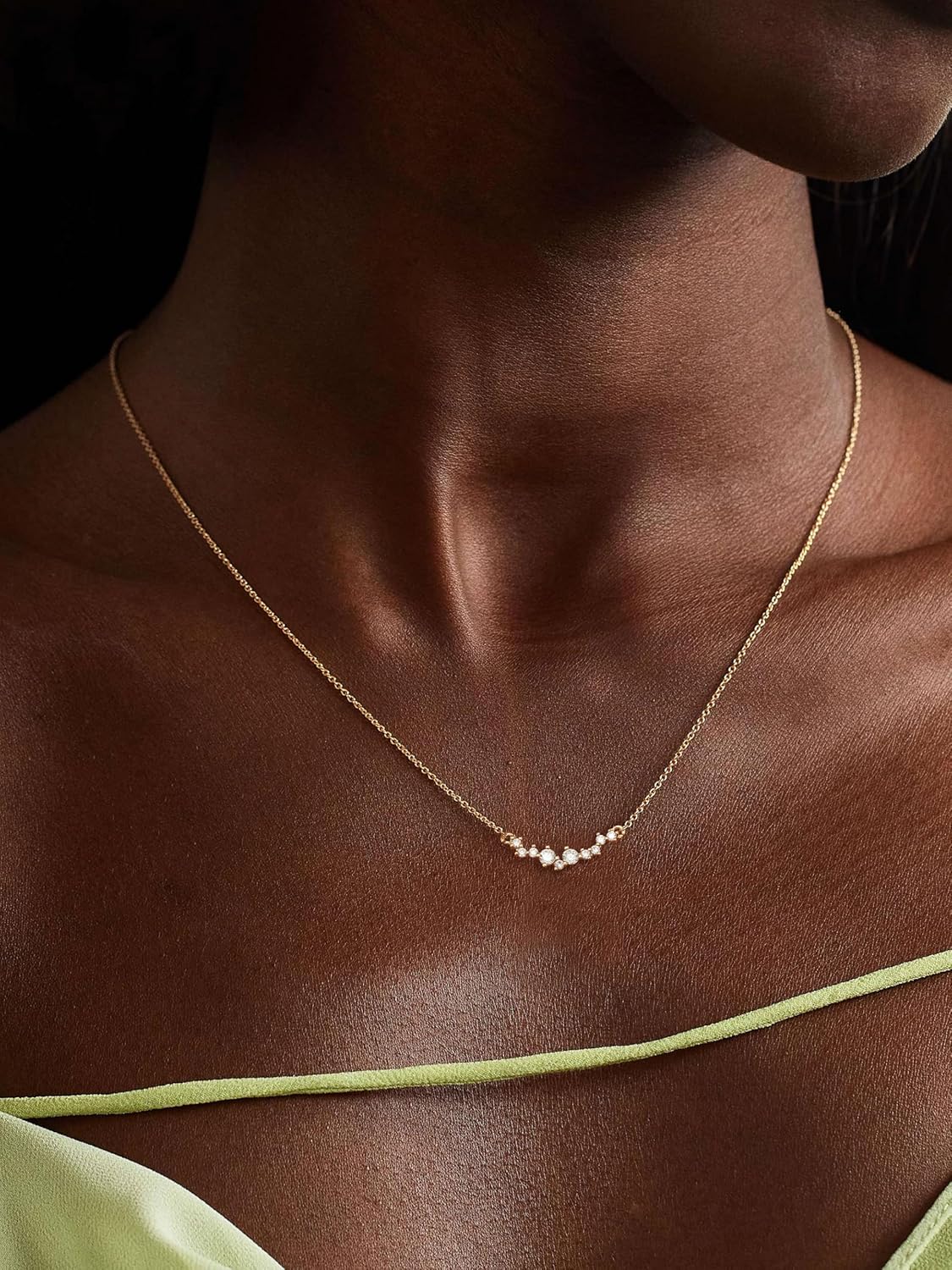 CZ Diamond Pendant Gold Necklace for Women Dainty 14k Gold Plated Choker Necklaces Simple Gold Jewelry Gifts for Women