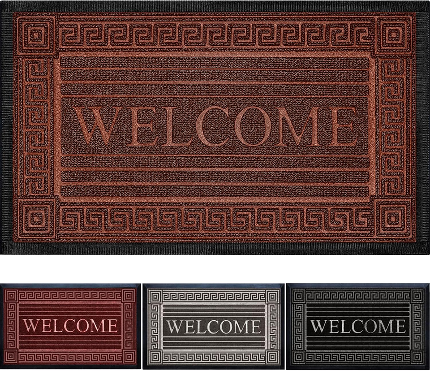Extremely Durable Doormat - 17" x 29.5" - Outdoor Door Mat Welcome Non Slip with Rubber Backing - Low-Profile Heavy Duty Door Mats - Easy Clean Door Mat For Entrance, Patio, High Traffic Areas