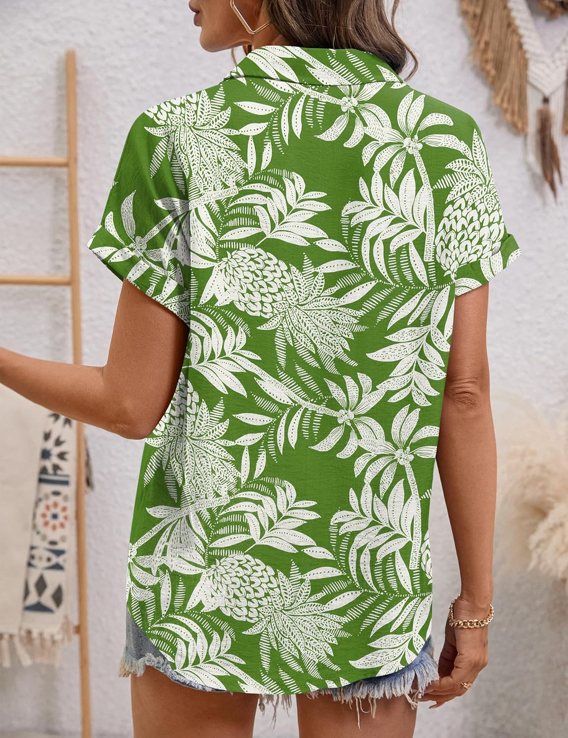 LOMON Women Blouses Spring Summer Tops for Women 2026 Short Sleeve V Neck Dressy Casual Collared Shirts Work Office - Image 6