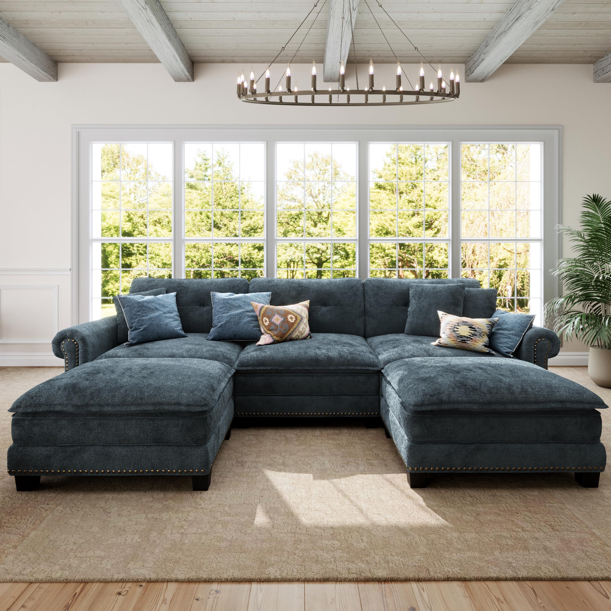 116 1 U Shaped Modular Cloud Couch with Extra Wide Deep Seats Oversized 5-Seater Mid-Century Modern Couch with