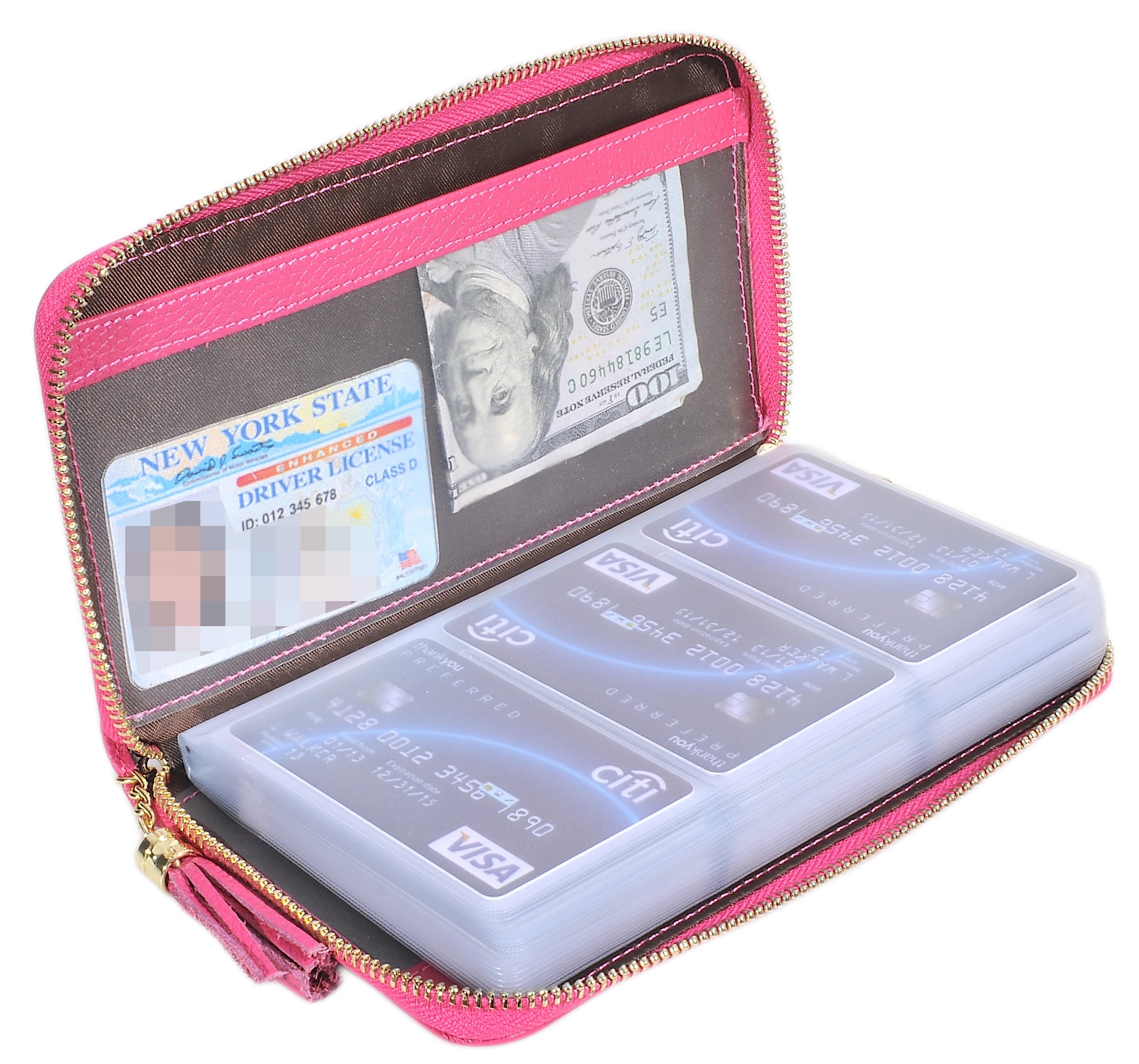 Easyoulife Credit Card Holder Wallet Womens Zipper Leather Case Purse RFID Blocking