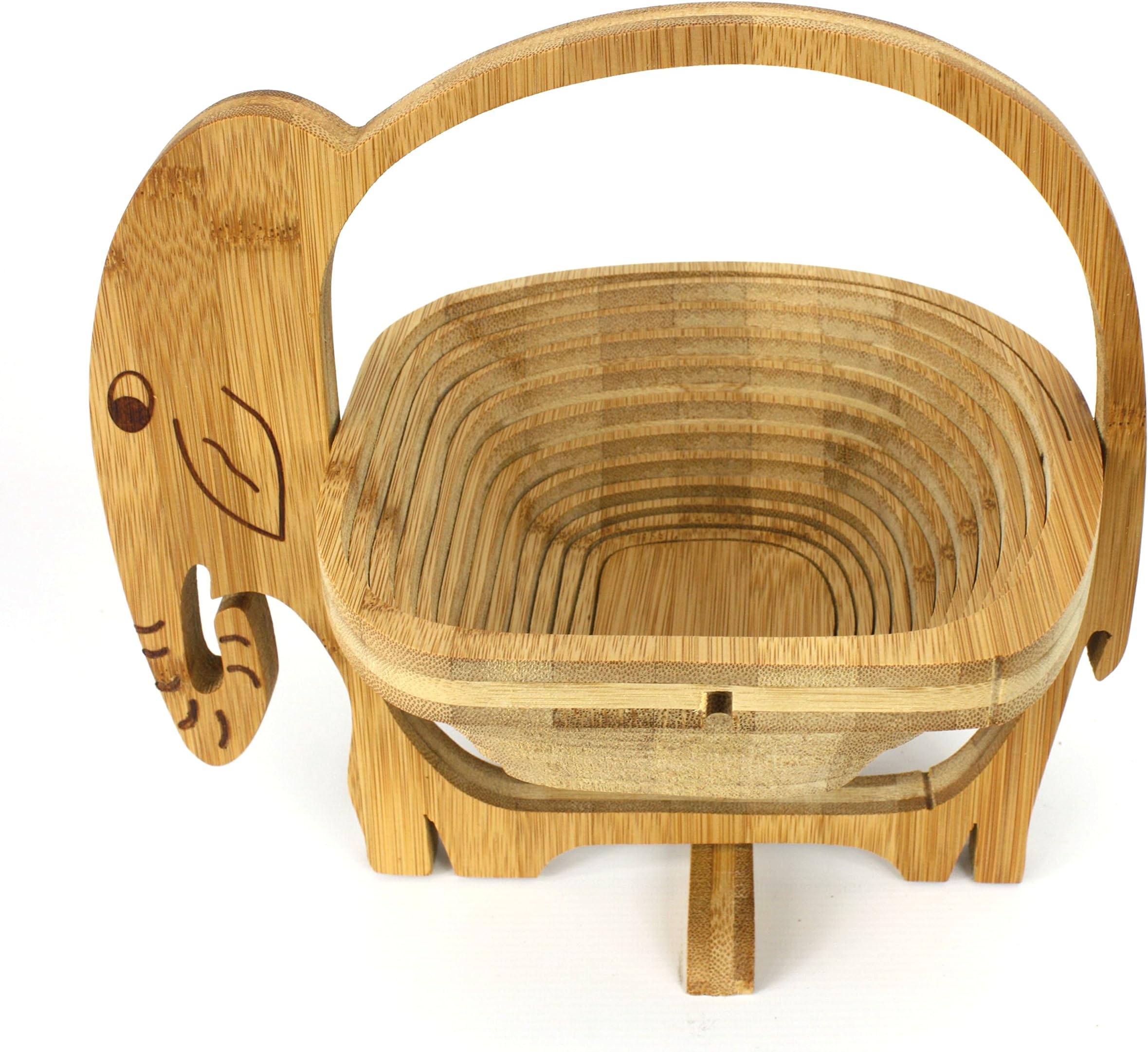 Foldable Fruit Bowl Basket, Elephant Design - folds flat