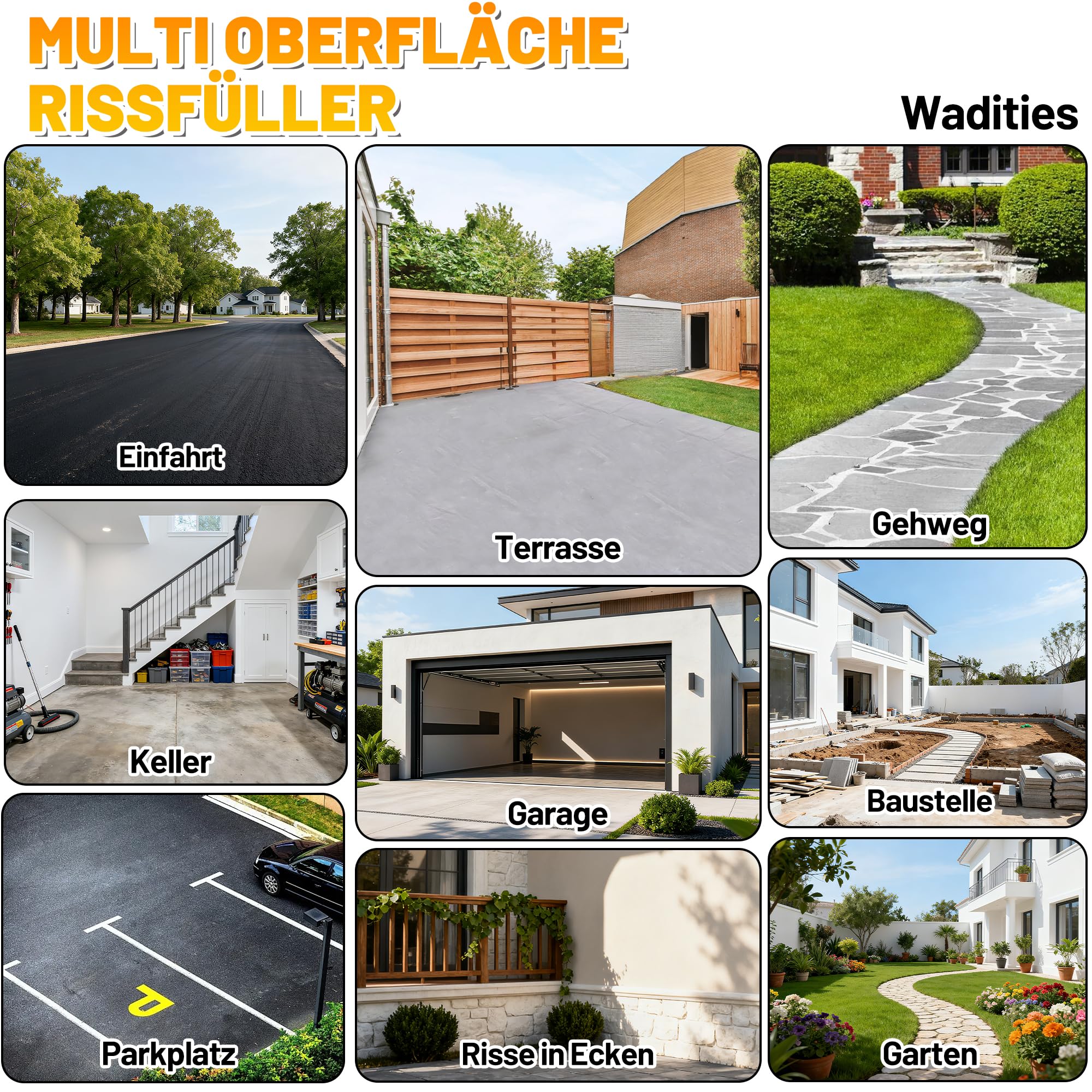 Asphalt-Rissfüller, 3.6kg Hochelastisches Selbstnivellierendes Wasserfestes Dichtungsmittel für Einfahrten, Gehwege, Asphaltbetonfugen, Schnell Trocknende Versiegelung für den Außenbereich – Schwarz