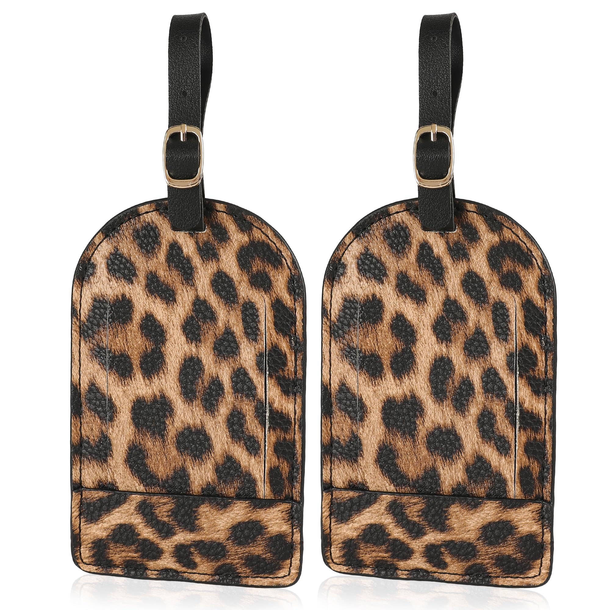 GELVTIC Vegan Leather Luggage Tags for Suitcase Tag Set Privacy Protection with Identifie Name Lable ID Card Baggage tag for Men Women Travel