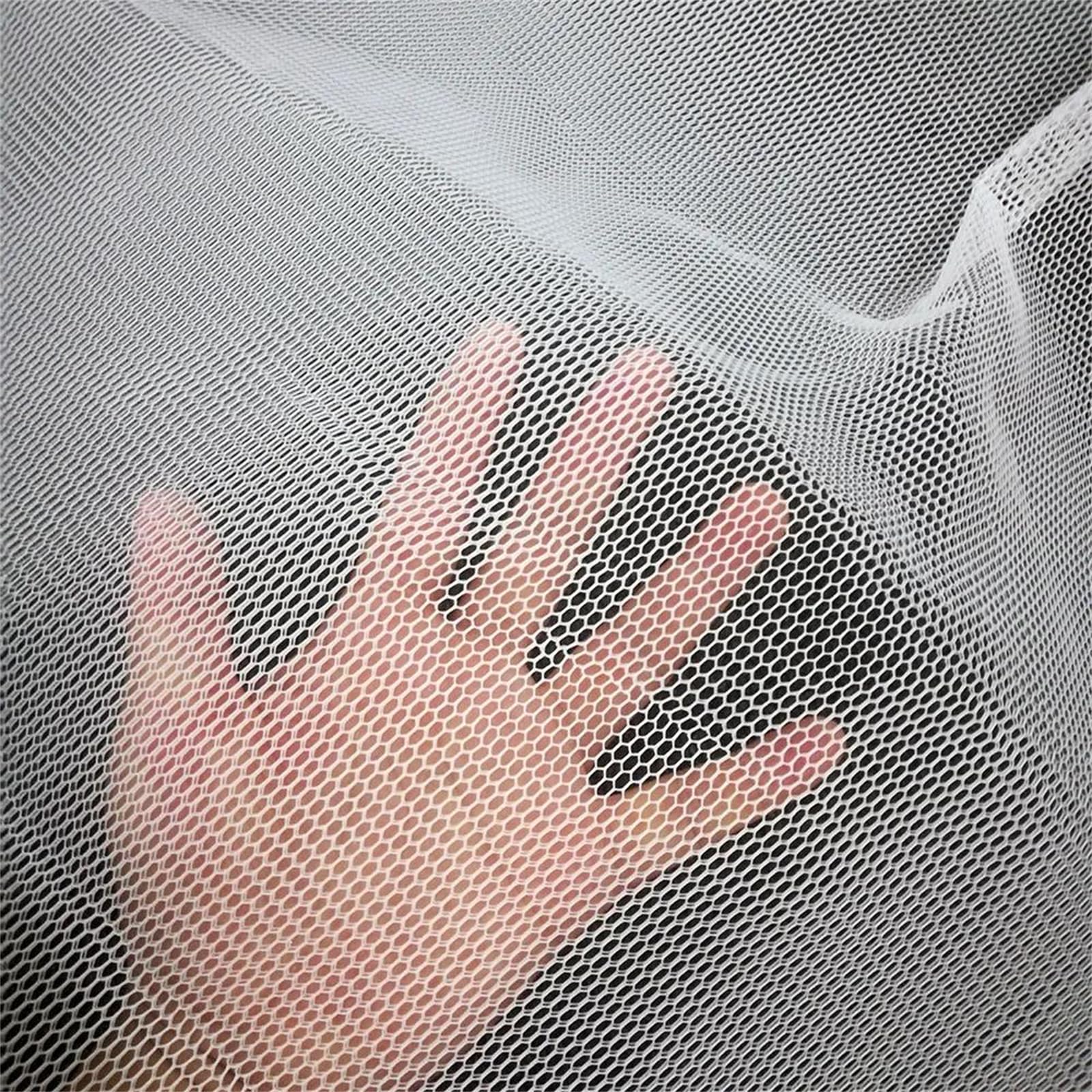 Tul de poliéster de primera calidad, La capa de aire hexagonal del poliéster 99% hizo punto la tela malla los 90x150cm multicolores respirables(White)