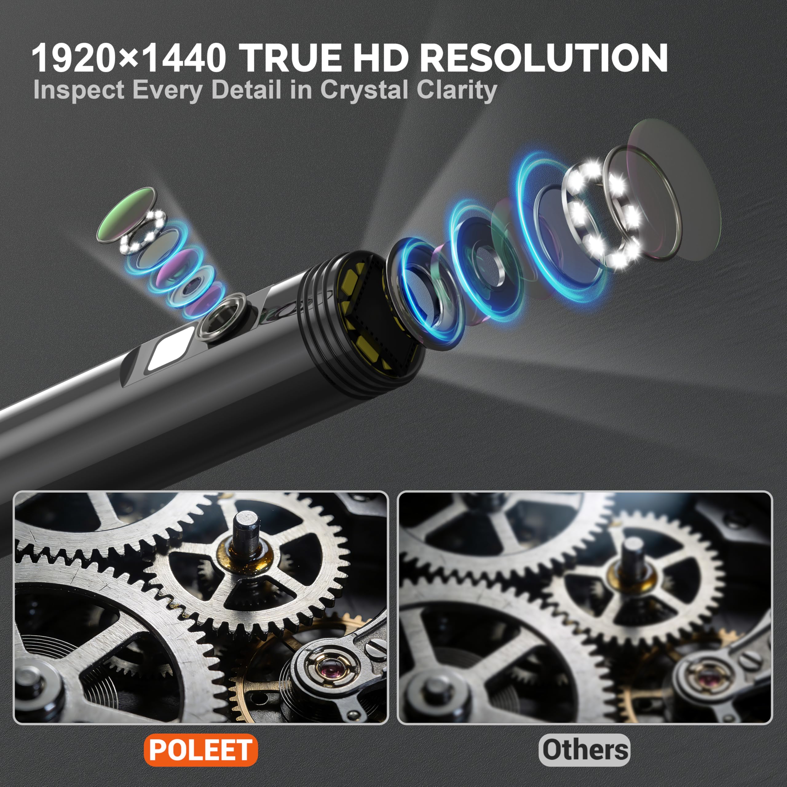 Dual-Lens Endoscope Camera with Light, 1920P HD Borescope Inspection Camera — Amazon image 3