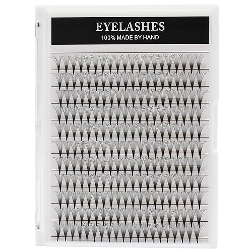 220 extensiones de pestañas postizas de volumen de tallo largo 14D con abanico ancho, base fina, pestañas postizas individuales largas naturales,