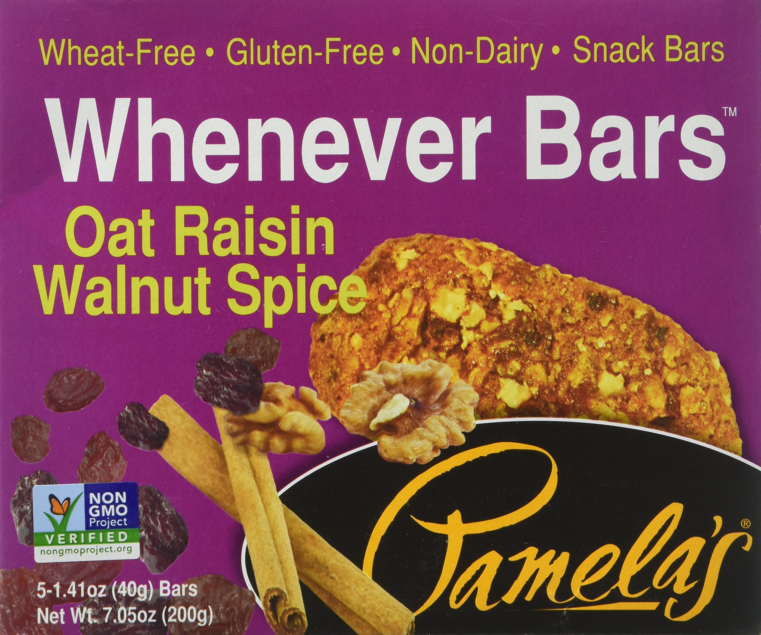 Pamela's Whenever Bars, Oat Raisin Walnut Spice, 5 ct