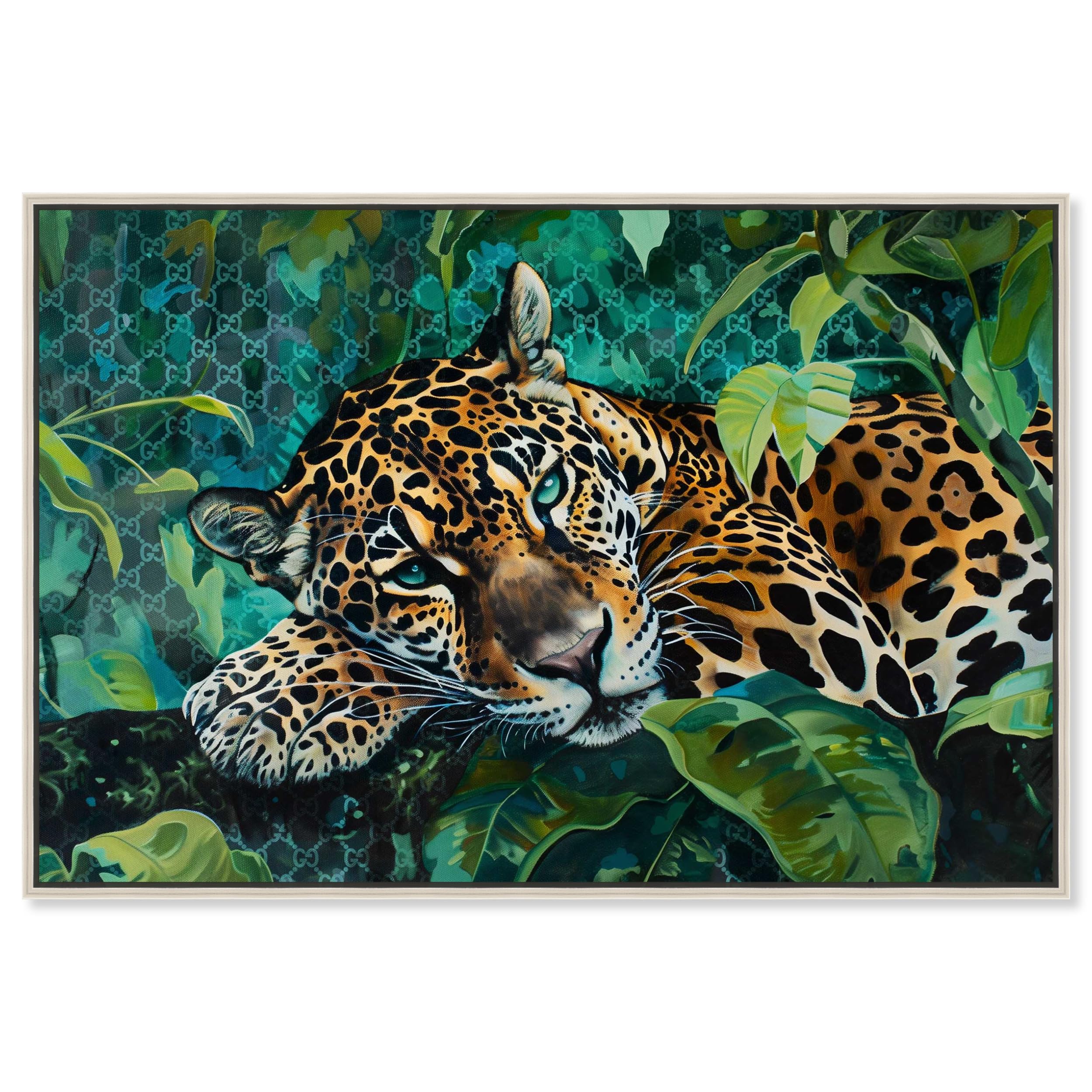 Non Tissé Photo Papier Peint pour Chambre Jaguar Jungle Vert Botanique Animal XL