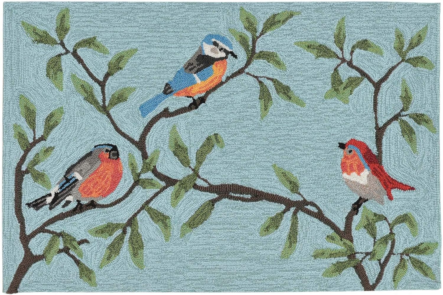 Liora Manne 2270/04 Aqua Ravella Bird on Branches Indoor/Outdoor Rug, 2' X 3', Blue